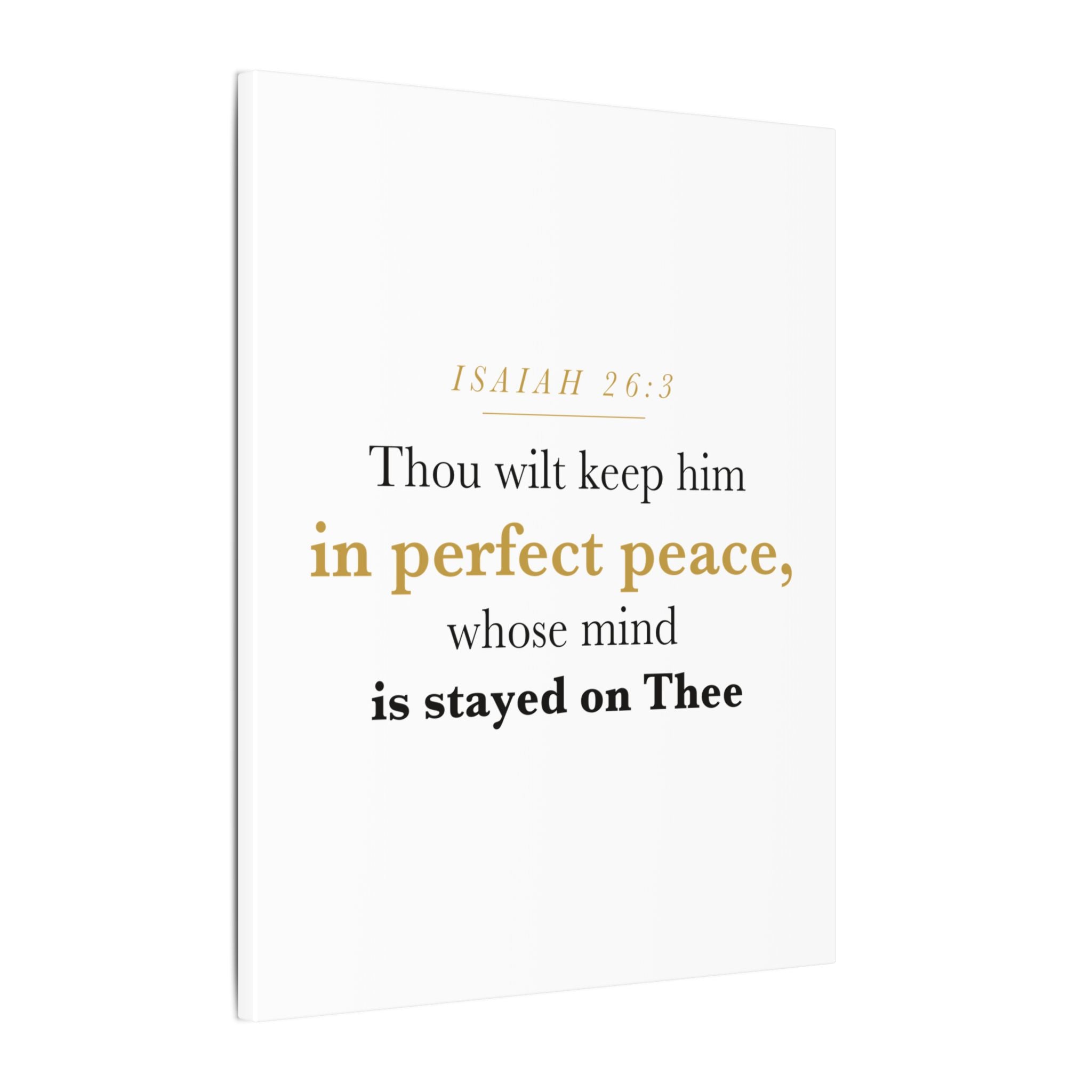 Perfect Peace Bible Verse Canvas — Whose Mind Is Stayed on Thee, Isaiah 26:3 Minimalist Neutral Scripture Wall Art