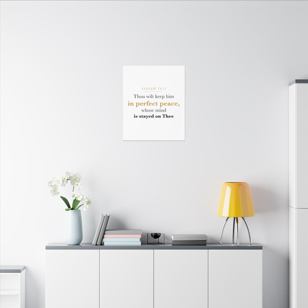 Perfect Peace Bible Verse Canvas — Whose Mind Is Stayed on Thee, Isaiah 26:3 Minimalist Neutral Scripture Wall Art