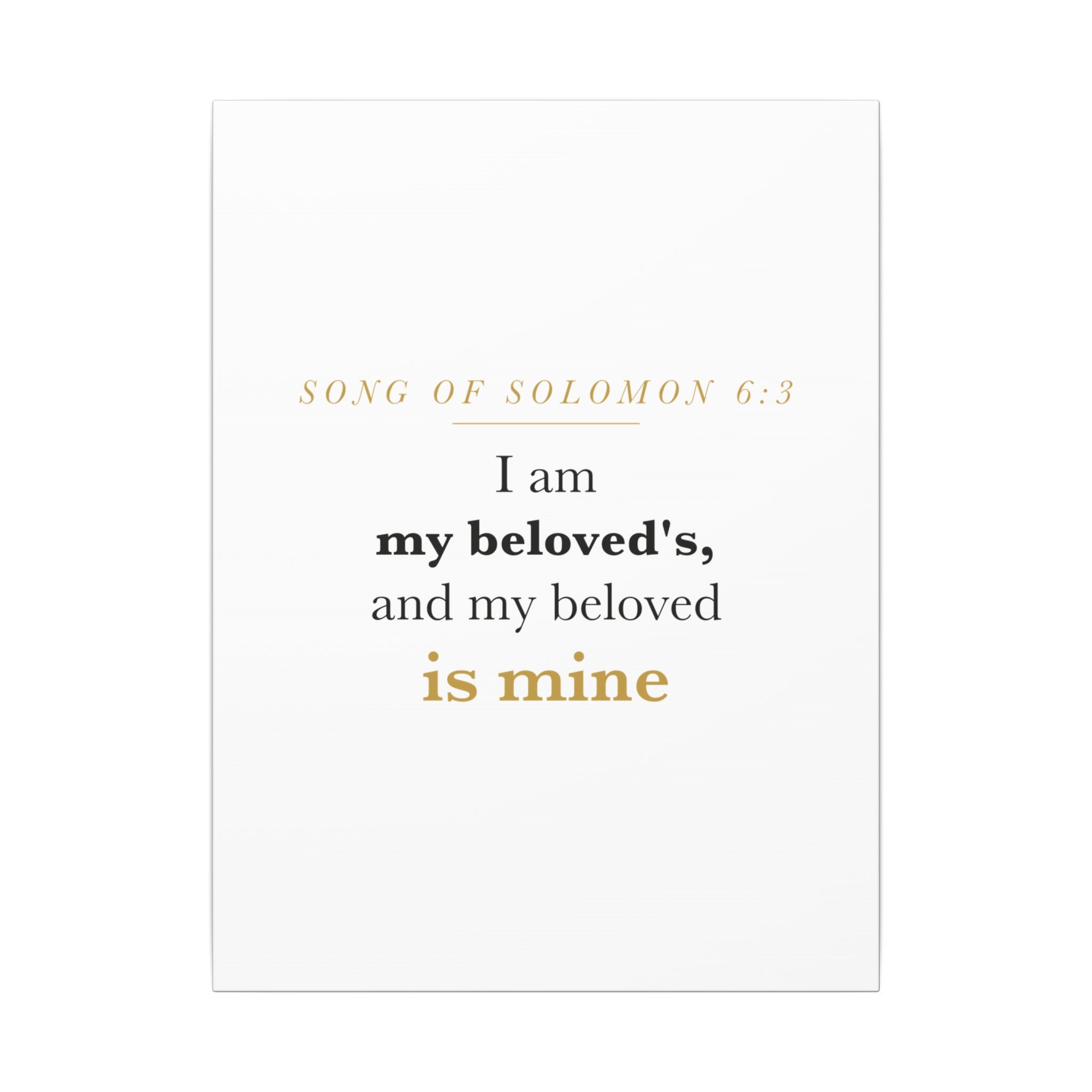 Christian Wedding Gift Scripture Wall Art — I Am My Beloved's, Song of Solomon 6:3 Anniversary Canvas