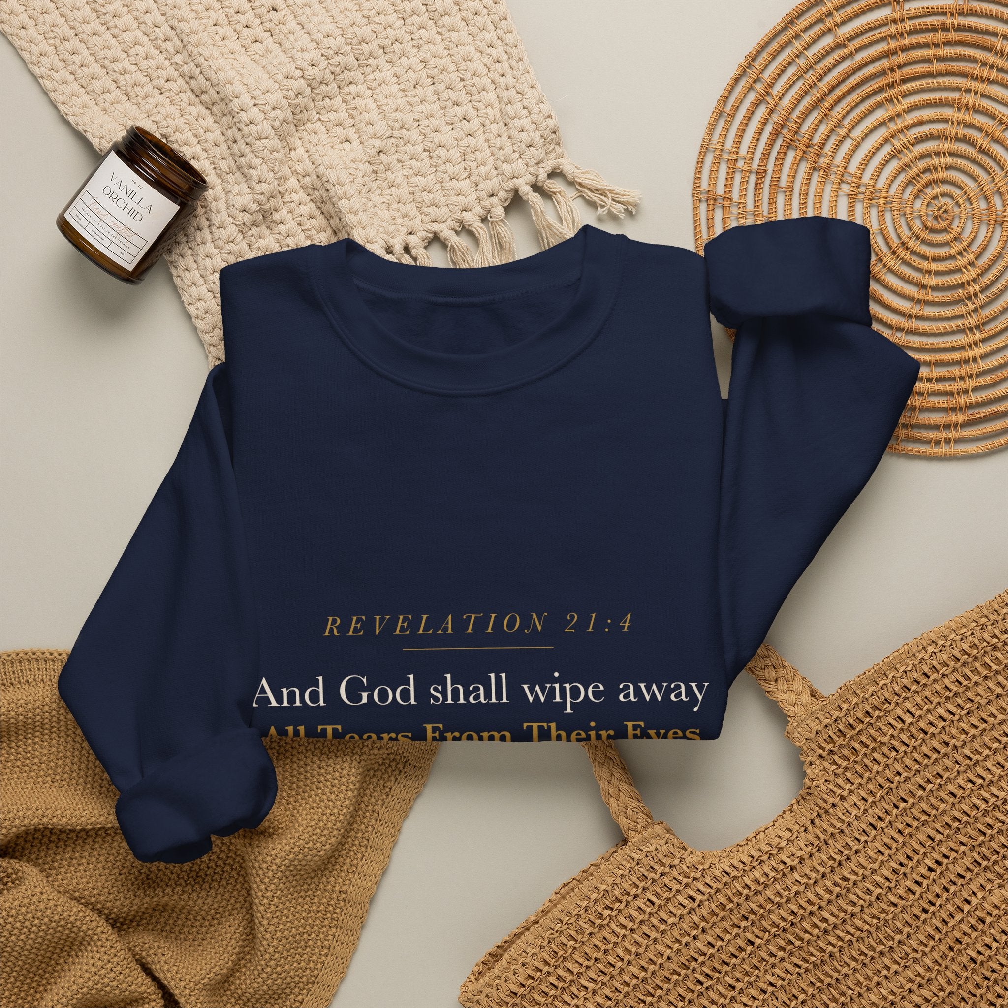 No More Tears Memorial Crewneck | Revelation 21:4 Grief & Loss Sweatshirt | Sympathy Gift for Loss of Spouse or Parent