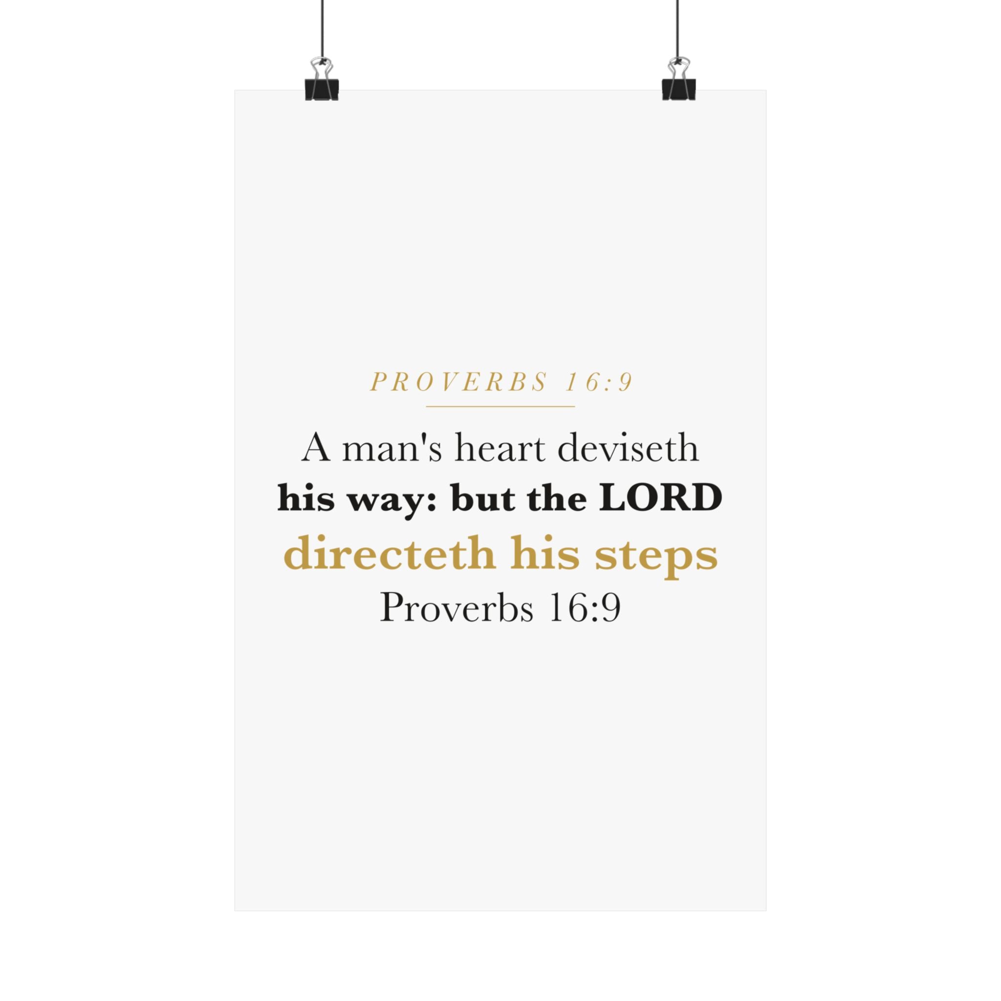The LORD Directeth His Steps Proverbs 16:9 New Job Promotion Gift Poster | Minimalist Christian Print for New Career