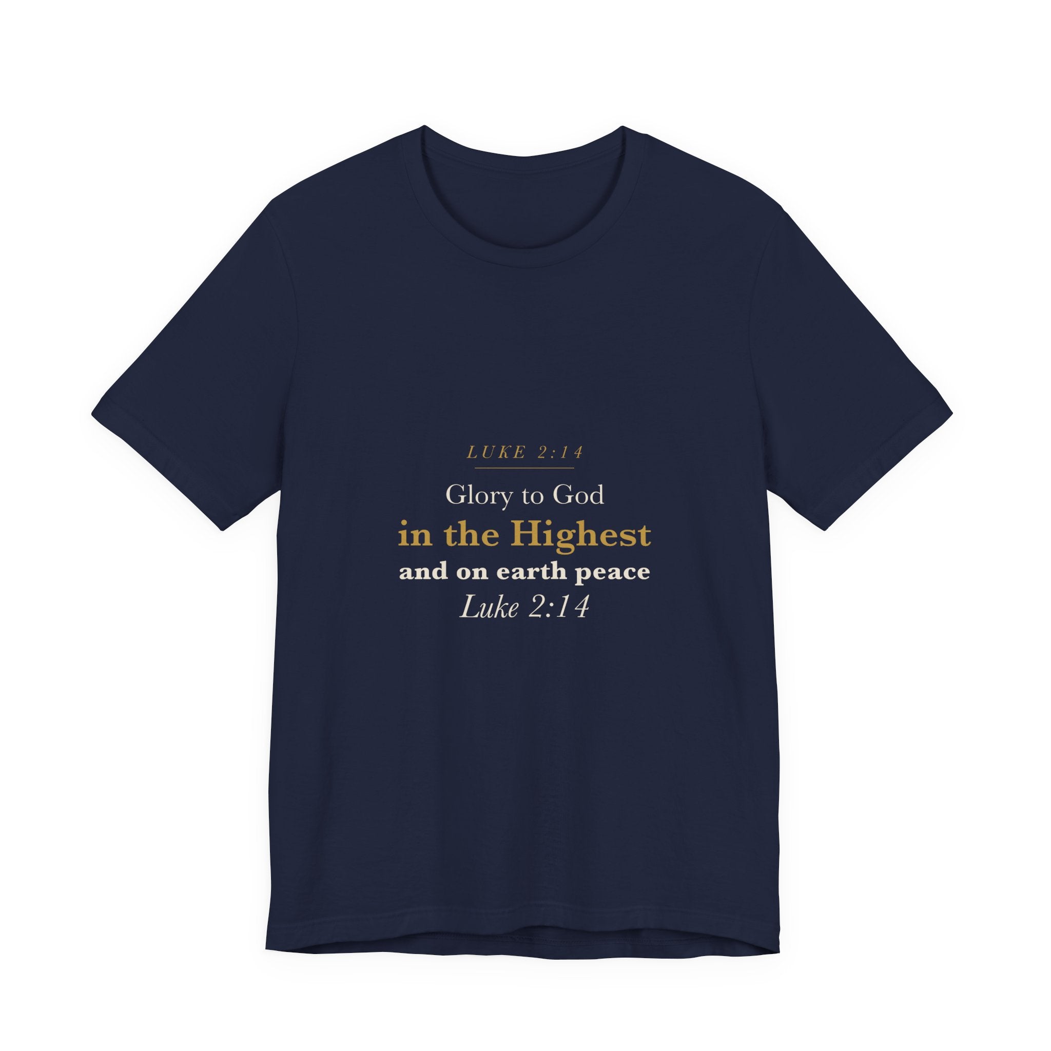 Glory to God in the Highest - Luke 2:14 Christmas Nativity Scripture Shirt - Elegant Serif Faith Christmas Tee (Dark)