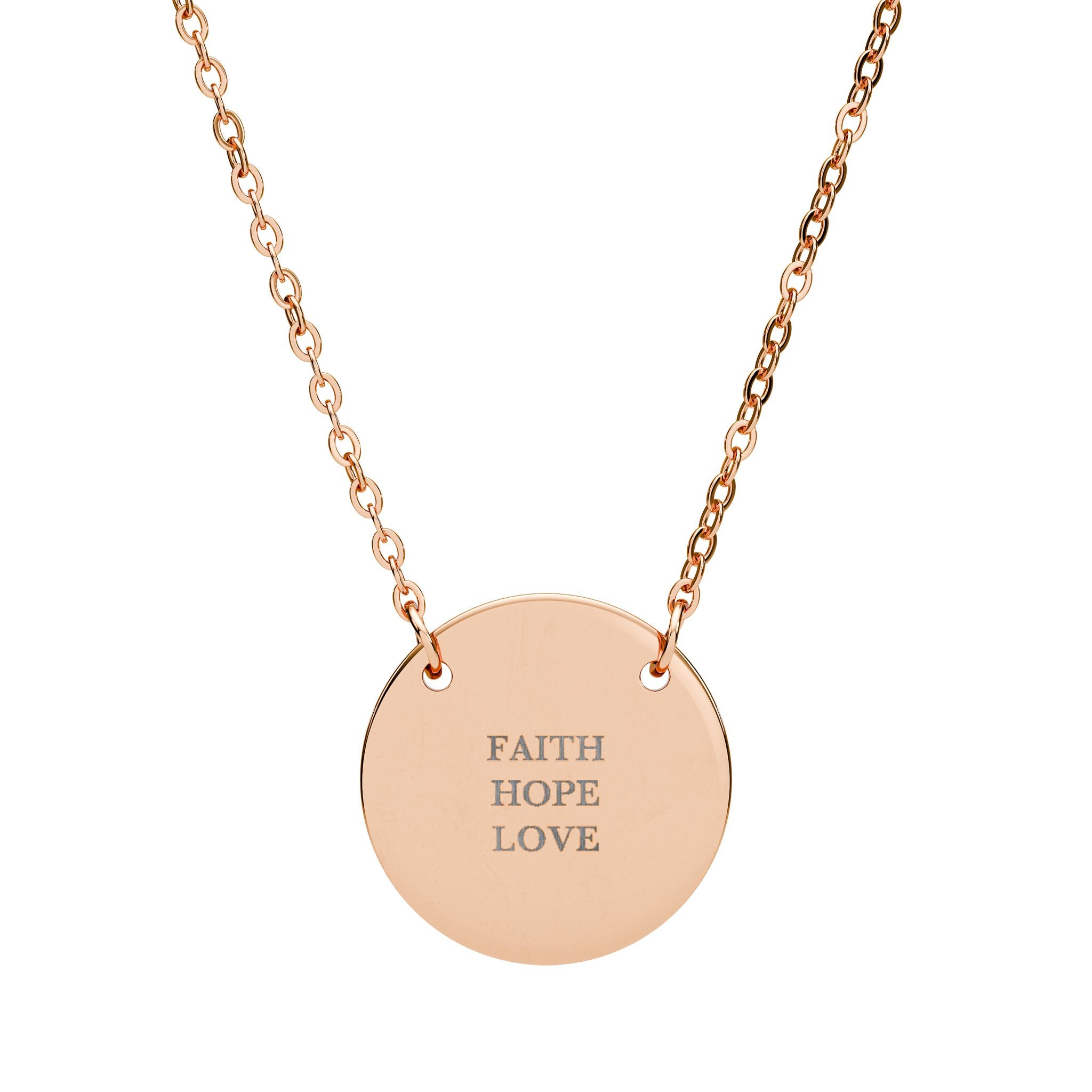 Faith Hope Love Circle Necklace - 1 Corinthians 13:13 Christian Faith Jewelry, Engraved