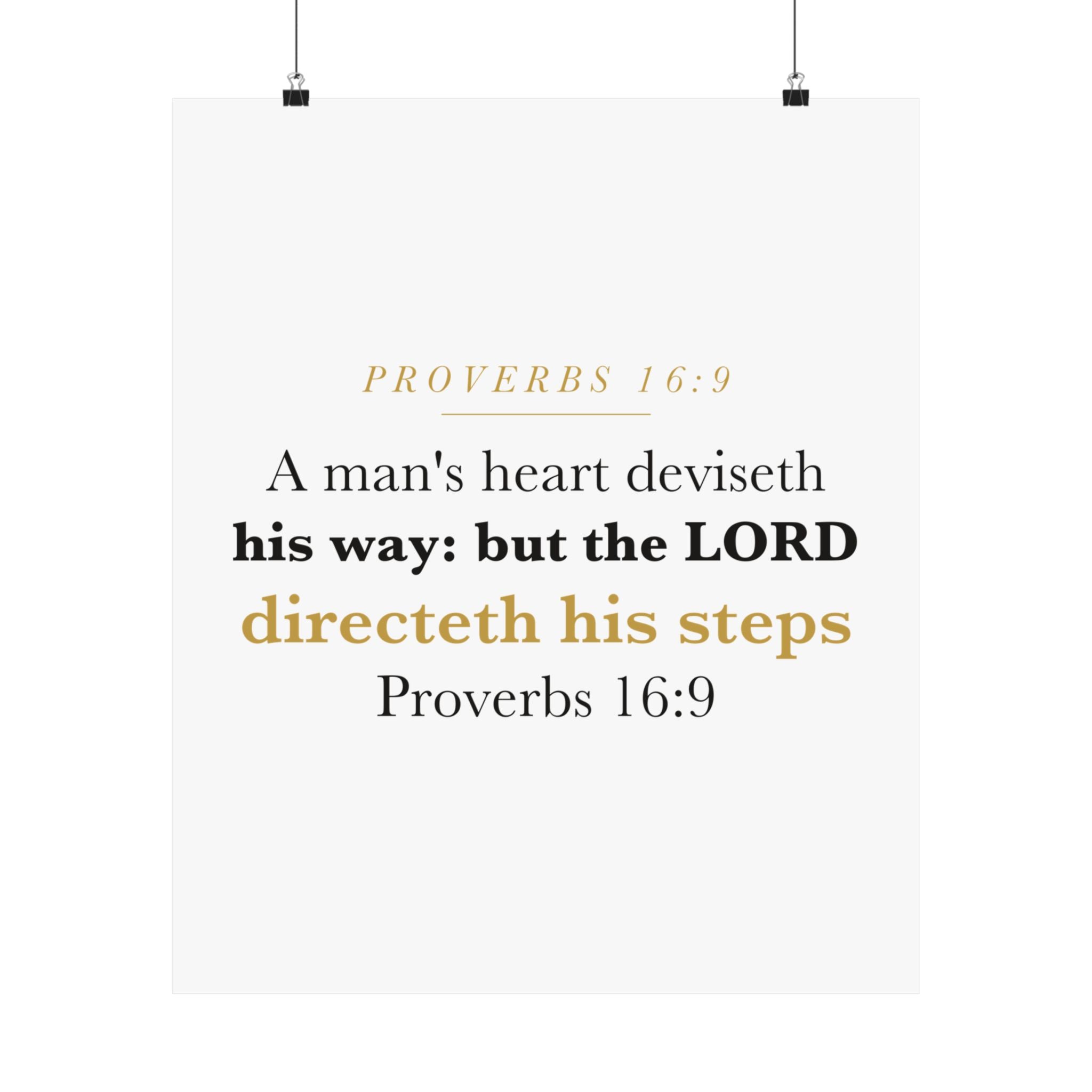 The LORD Directeth His Steps Proverbs 16:9 New Job Promotion Gift Poster | Minimalist Christian Print for New Career