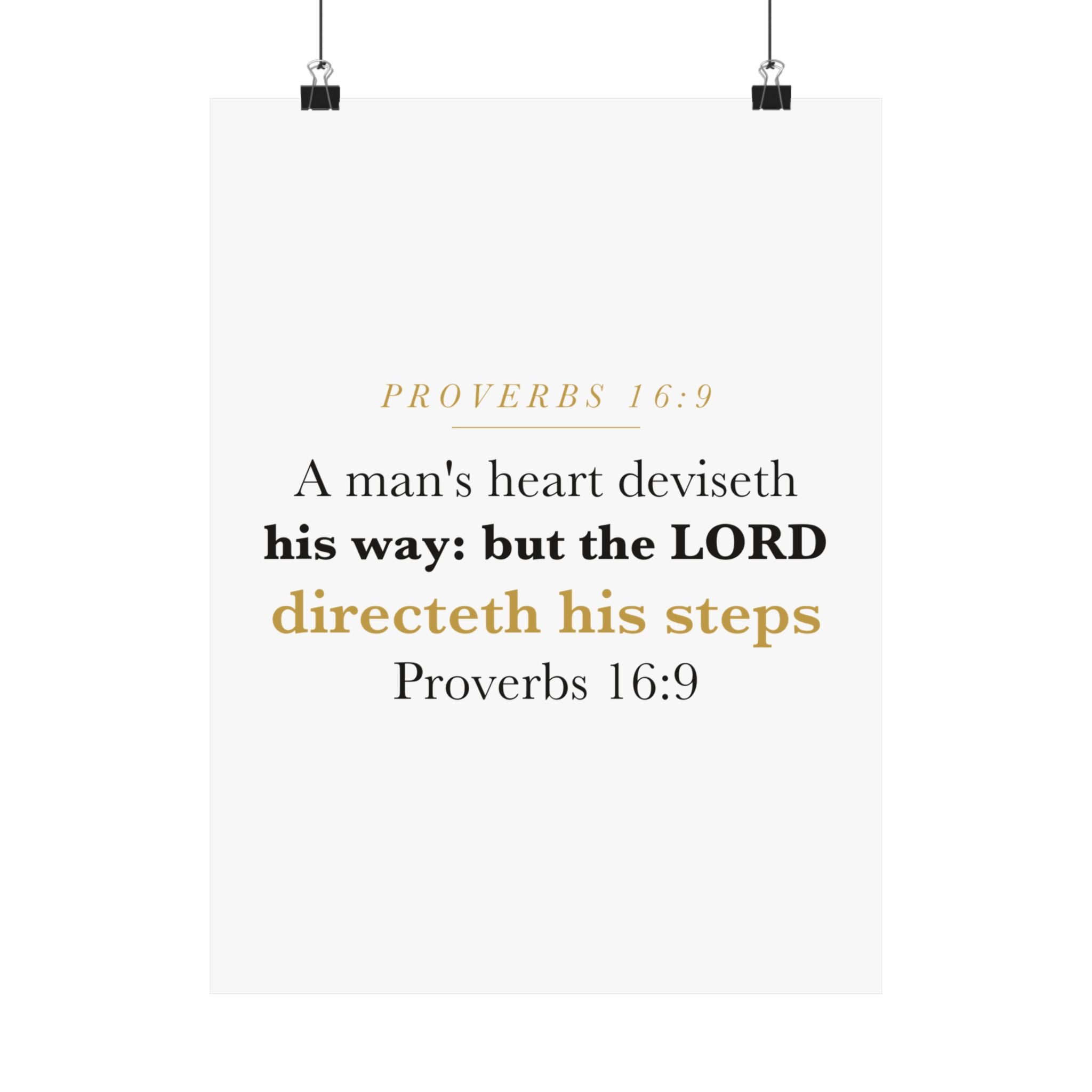 The LORD Directeth His Steps Proverbs 16:9 New Job Promotion Gift Poster | Minimalist Christian Print for New Career