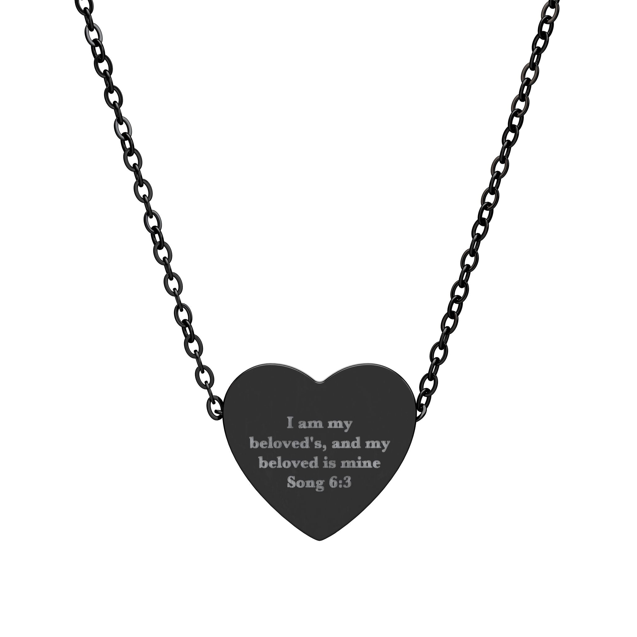I Am My Beloved's Heart Necklace - Song of Solomon 6:3 Christian Wife Anniversary Gift, Engraved
