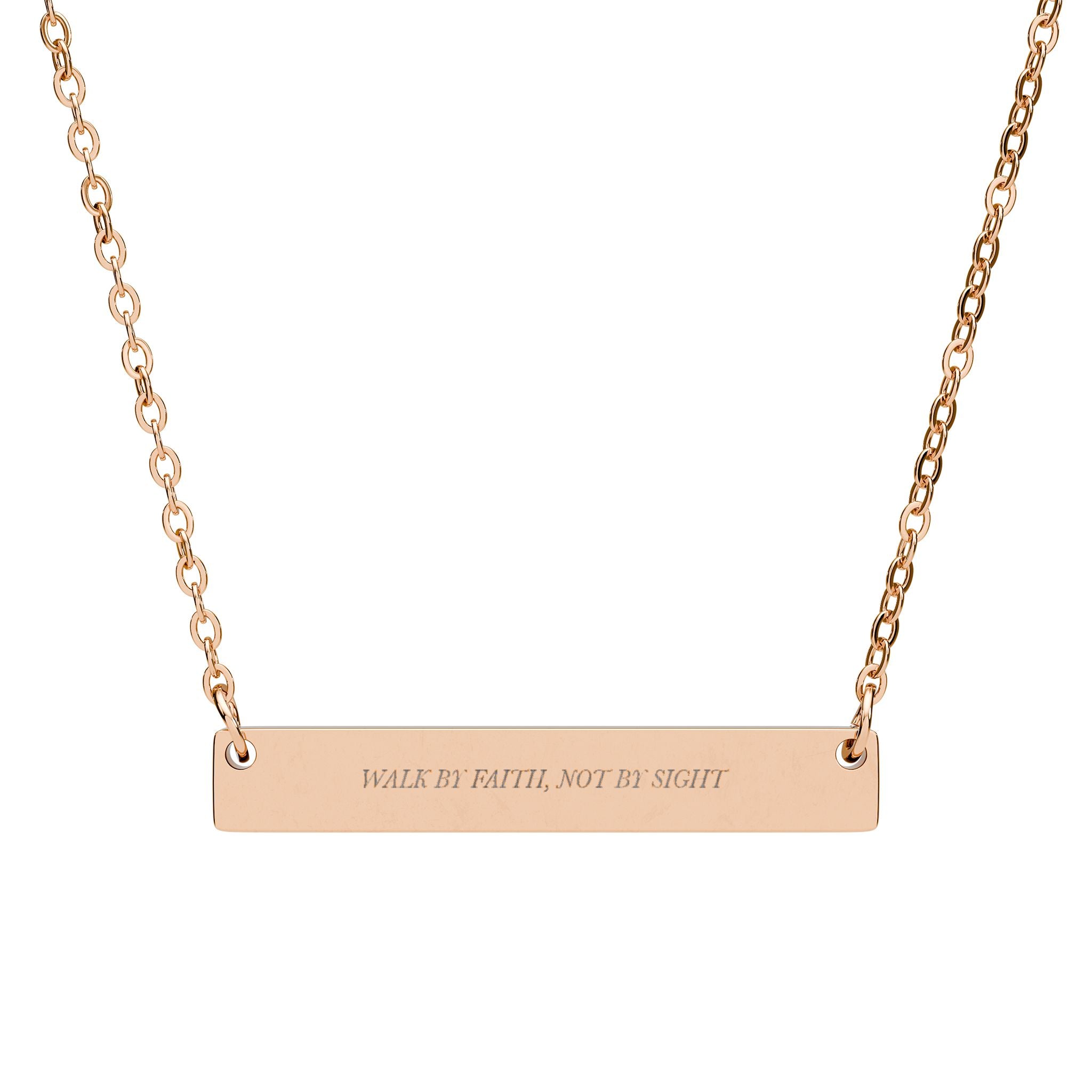 Walk by Faith Not by Sight Bar Necklace - 2 Corinthians 5:7 Christian Faith Jewelry, Engraved