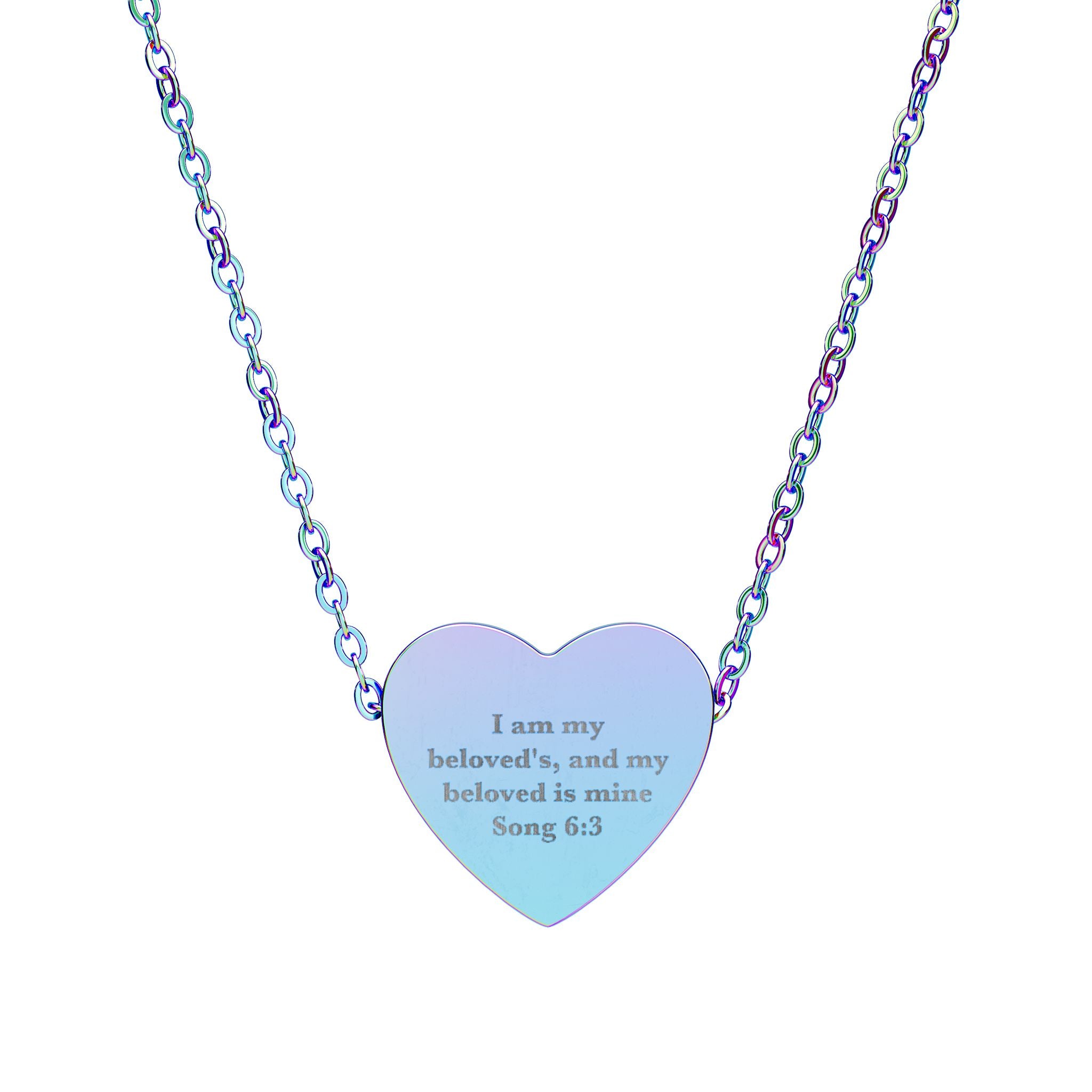 I Am My Beloved's Heart Necklace - Song of Solomon 6:3 Christian Wife Anniversary Gift, Engraved