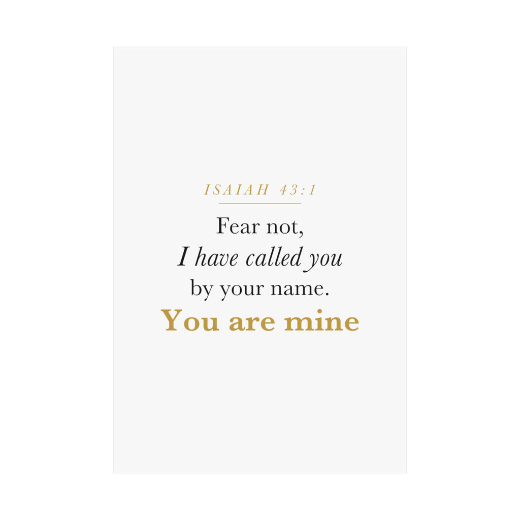 Isaiah 43:1 Nursery Wall Art — Fear Not, You Are Mine — Christian Baby Girl Scripture Print