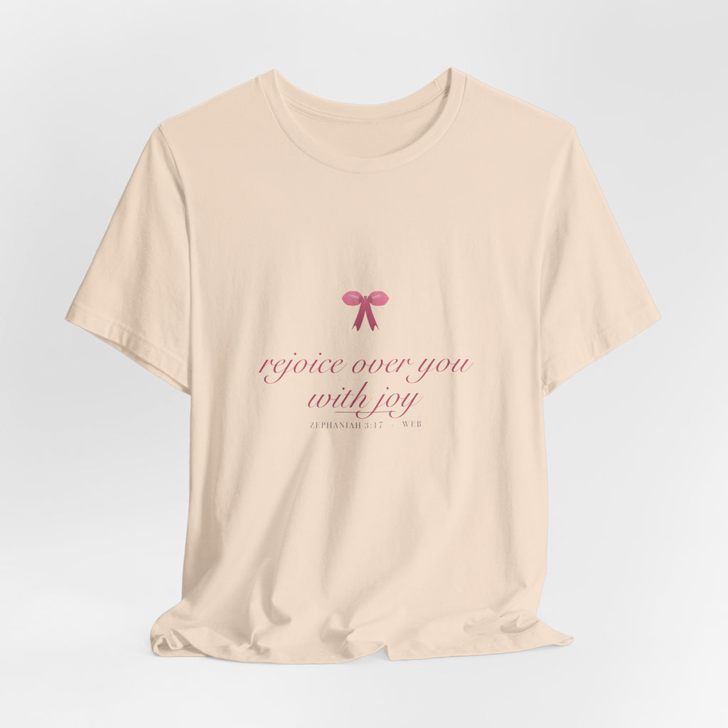 Rejoice Over You With Joy Shirt, Coquette Christian Tee, Soft Girl Faith Aesthetic, Bible Verse