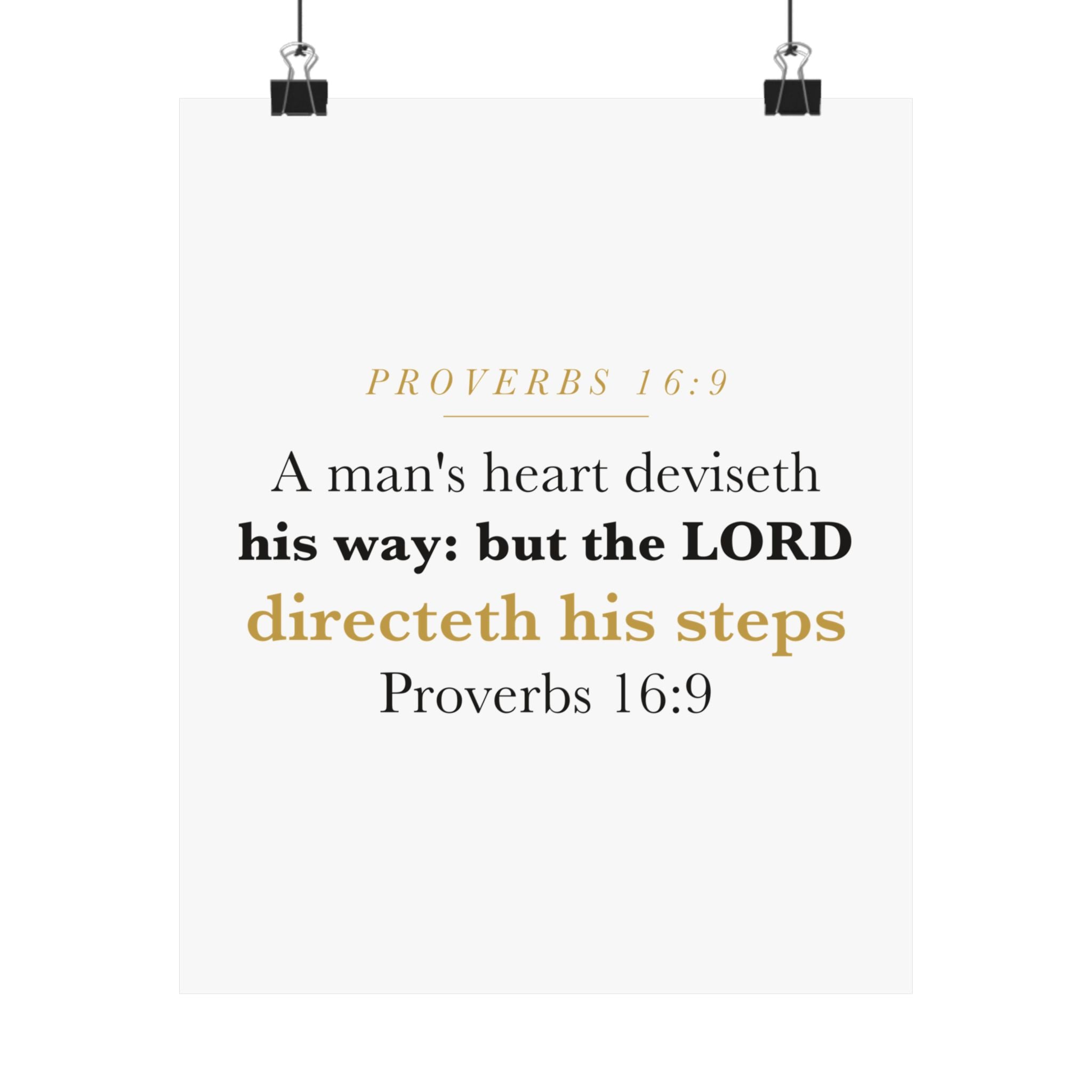 The LORD Directeth His Steps Proverbs 16:9 New Job Promotion Gift Poster | Minimalist Christian Print for New Career
