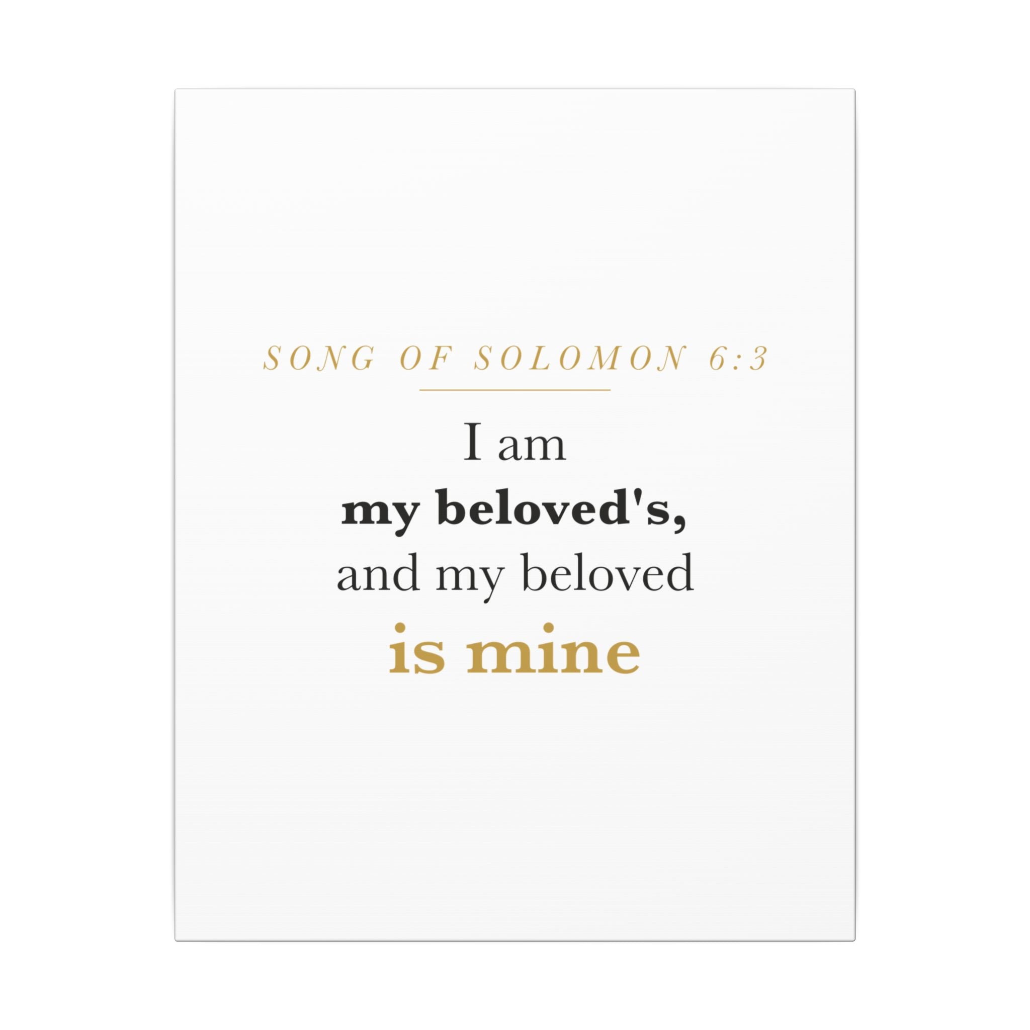 Christian Wedding Gift Scripture Wall Art — I Am My Beloved's, Song of Solomon 6:3 Anniversary Canvas