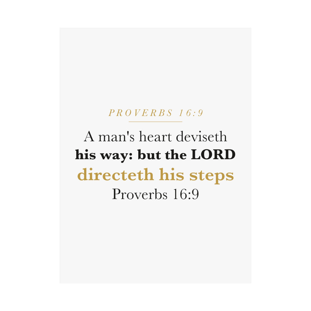 The LORD Directeth His Steps Proverbs 16:9 New Job Promotion Gift Poster | Minimalist Christian Print for New Career