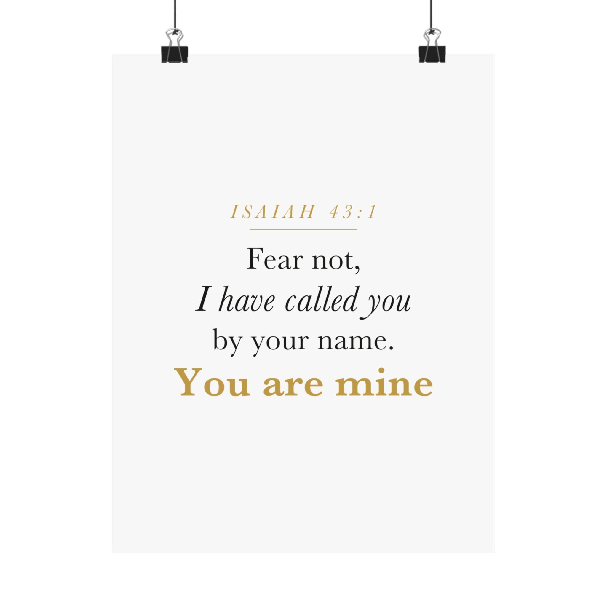 Isaiah 43:1 Nursery Wall Art — Fear Not, You Are Mine — Christian Baby Girl Scripture Print