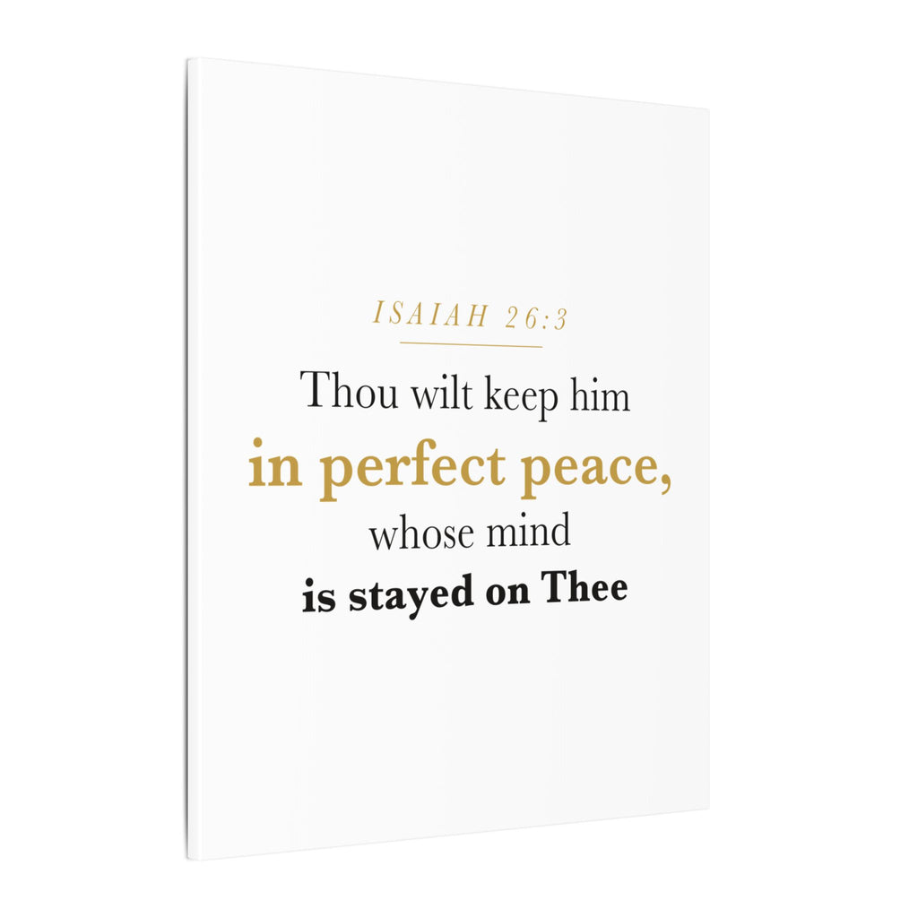 Perfect Peace Bible Verse Canvas — Whose Mind Is Stayed on Thee, Isaiah 26:3 Minimalist Neutral Scripture Wall Art