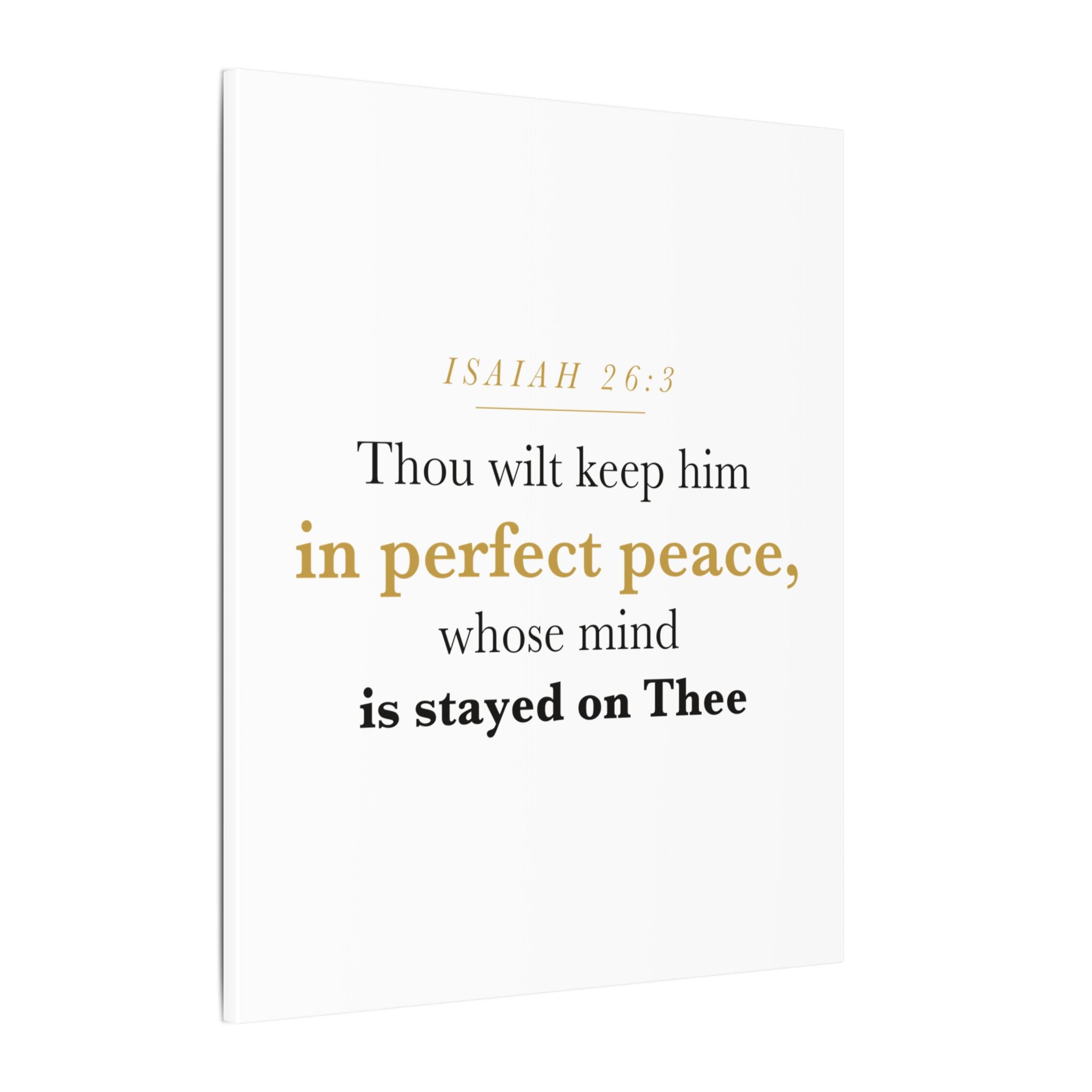 Perfect Peace Bible Verse Canvas — Whose Mind Is Stayed on Thee, Isaiah 26:3 Minimalist Neutral Scripture Wall Art