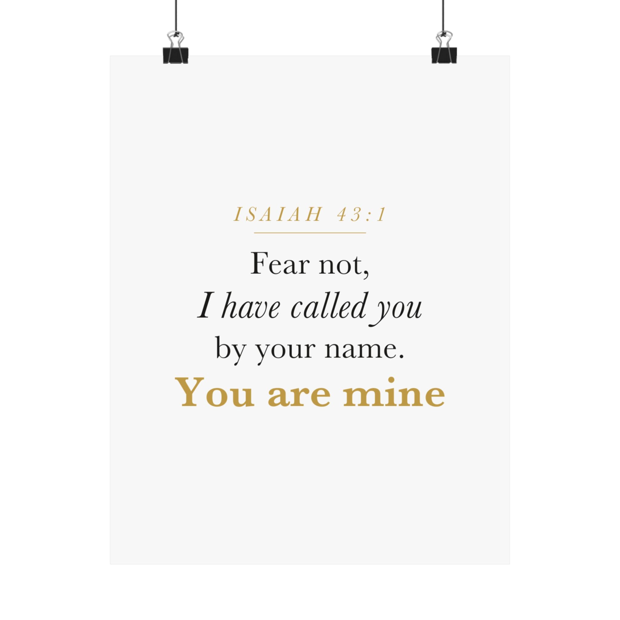 Isaiah 43:1 Nursery Wall Art — Fear Not, You Are Mine — Christian Baby Girl Scripture Print