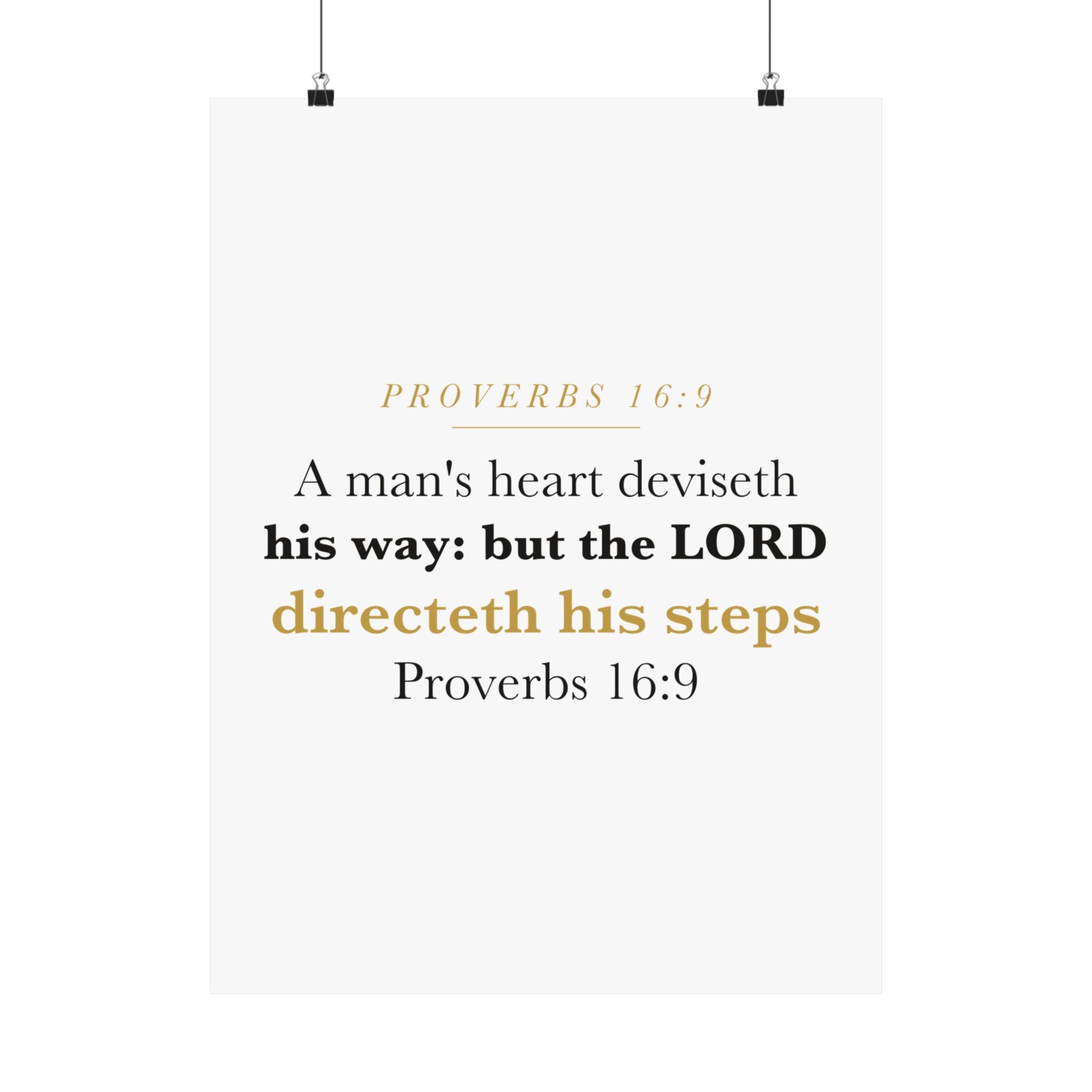 The LORD Directeth His Steps Proverbs 16:9 New Job Promotion Gift Poster | Minimalist Christian Print for New Career