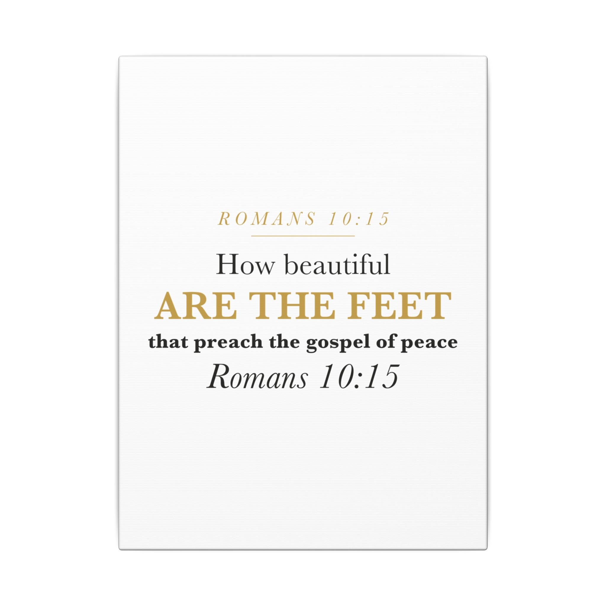 How Beautiful Are the Feet Romans 10:15 Missionary Sending Gift Canvas | Elegant Christian Wall Art for Missions Commissioning