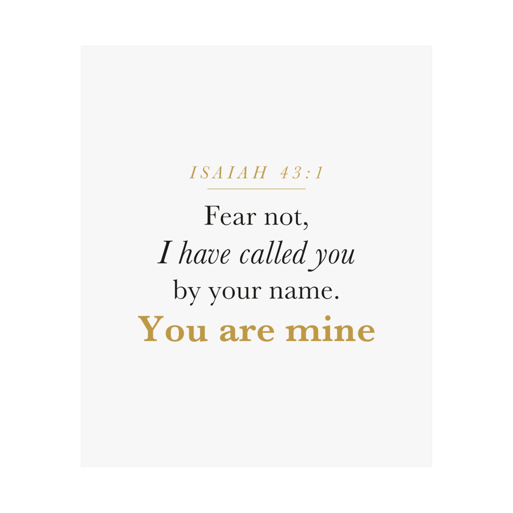 Isaiah 43:1 Nursery Wall Art — Fear Not, You Are Mine — Christian Baby Girl Scripture Print