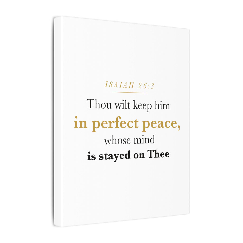 Perfect Peace Bible Verse Canvas — Whose Mind Is Stayed on Thee, Isaiah 26:3 Minimalist Neutral Scripture Wall Art