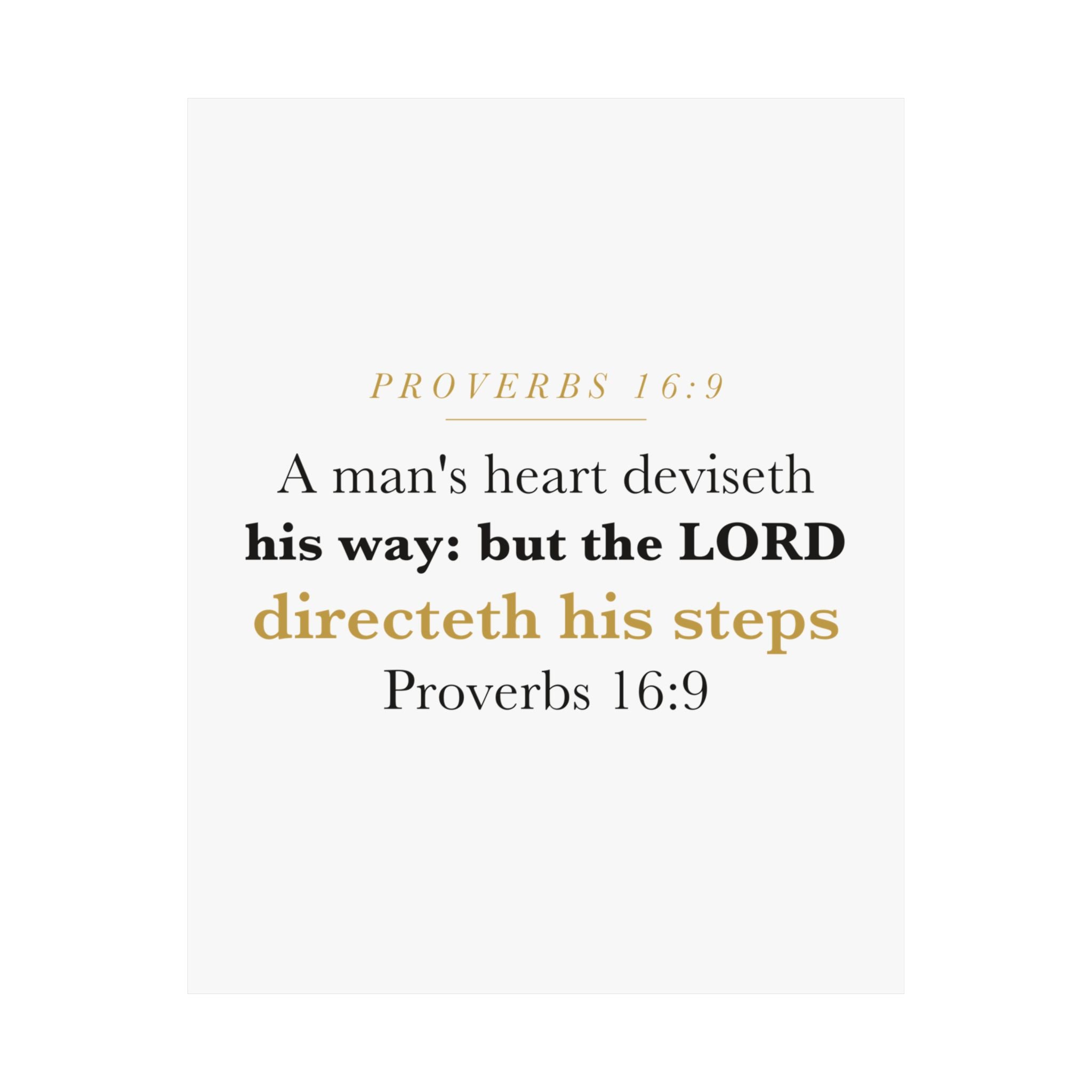 The LORD Directeth His Steps Proverbs 16:9 New Job Promotion Gift Poster | Minimalist Christian Print for New Career