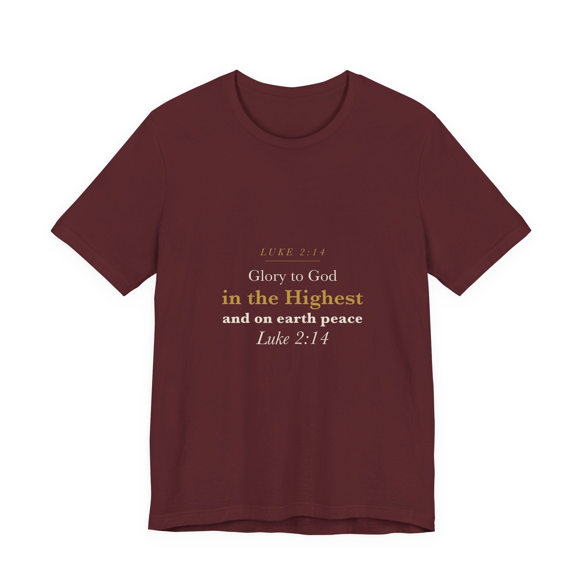 Glory to God in the Highest - Luke 2:14 Christmas Nativity Scripture Shirt - Elegant Serif Faith Christmas Tee (Dark)
