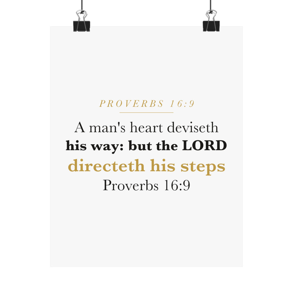 The LORD Directeth His Steps Proverbs 16:9 New Job Promotion Gift Poster | Minimalist Christian Print for New Career