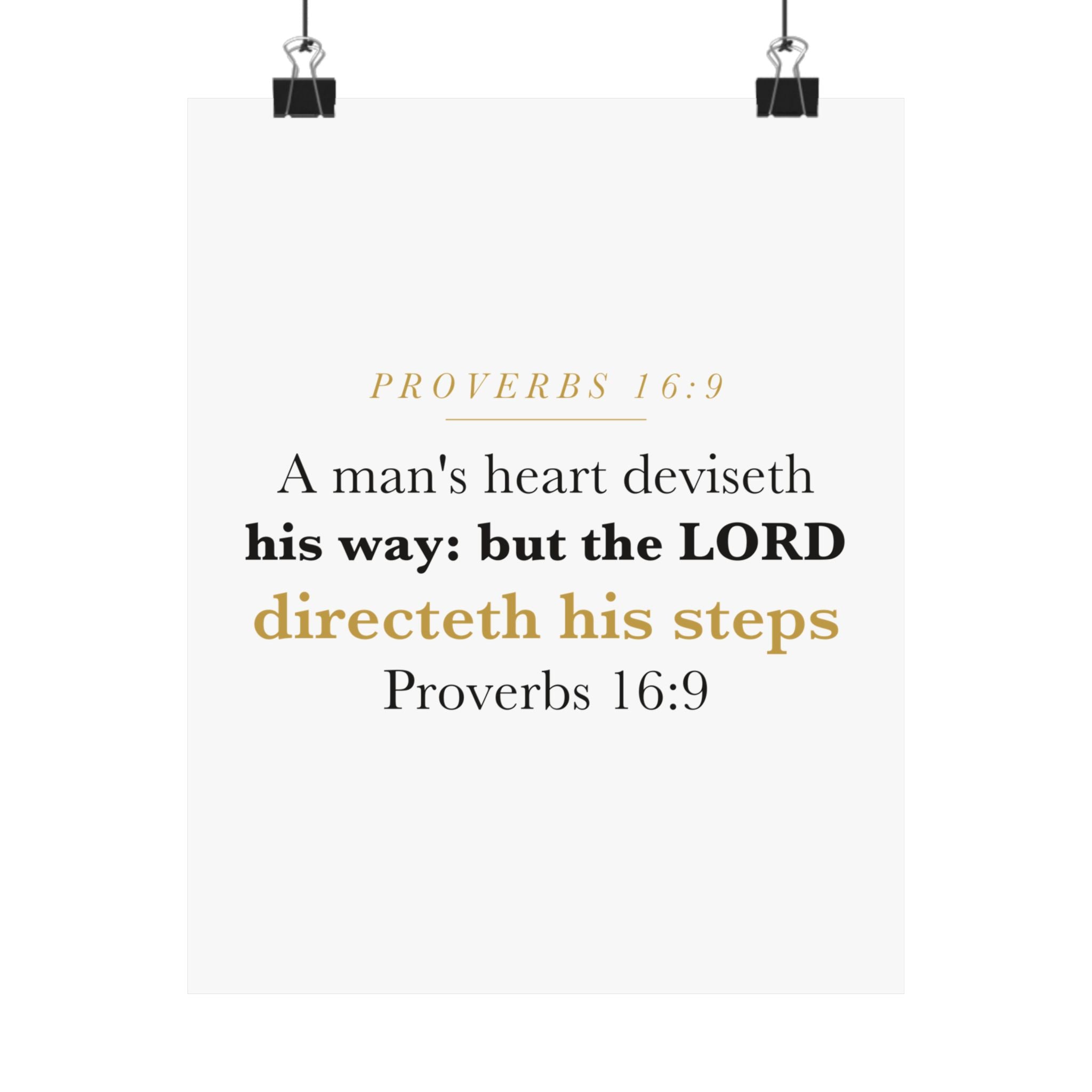 The LORD Directeth His Steps Proverbs 16:9 New Job Promotion Gift Poster | Minimalist Christian Print for New Career