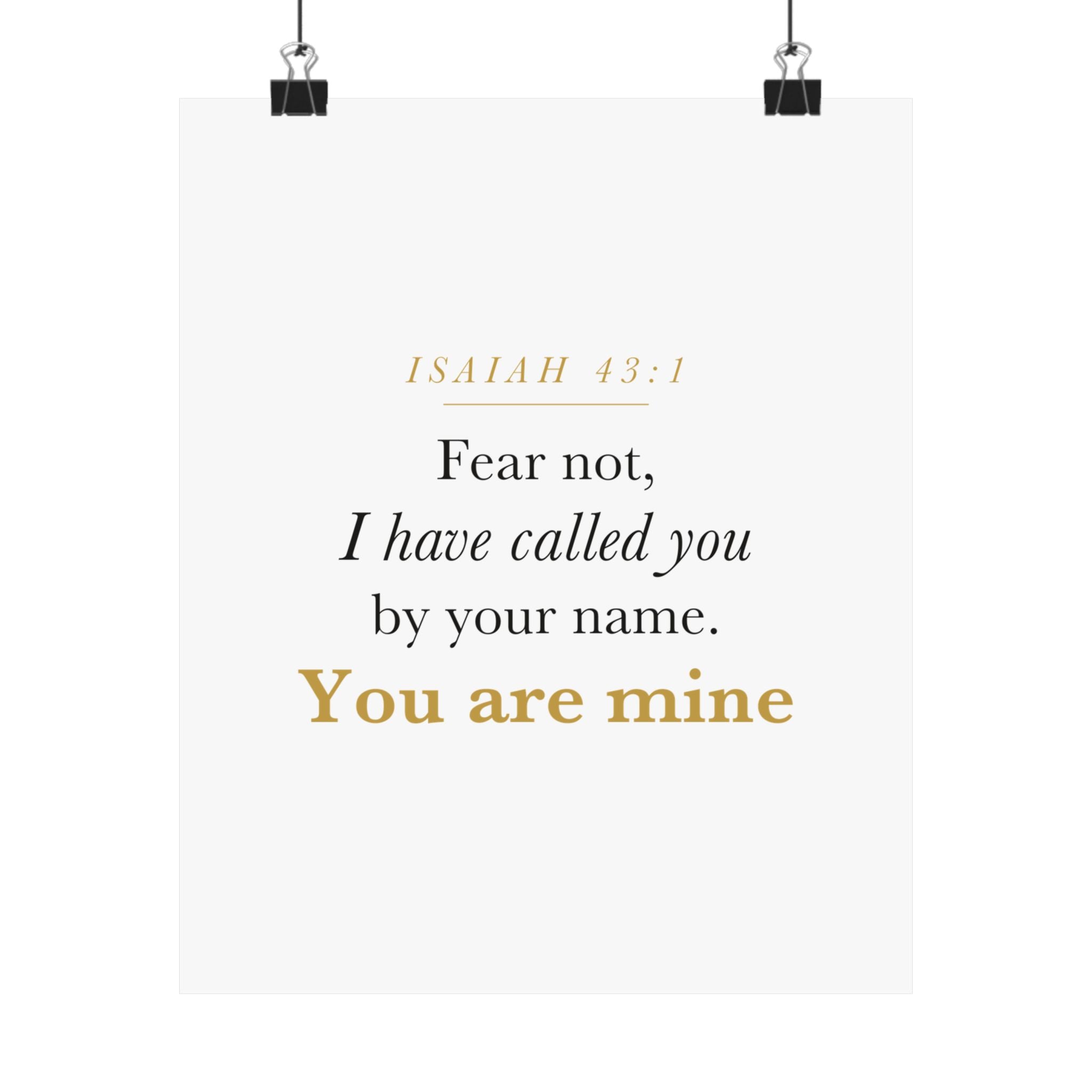 Isaiah 43:1 Nursery Wall Art — Fear Not, You Are Mine — Christian Baby Girl Scripture Print