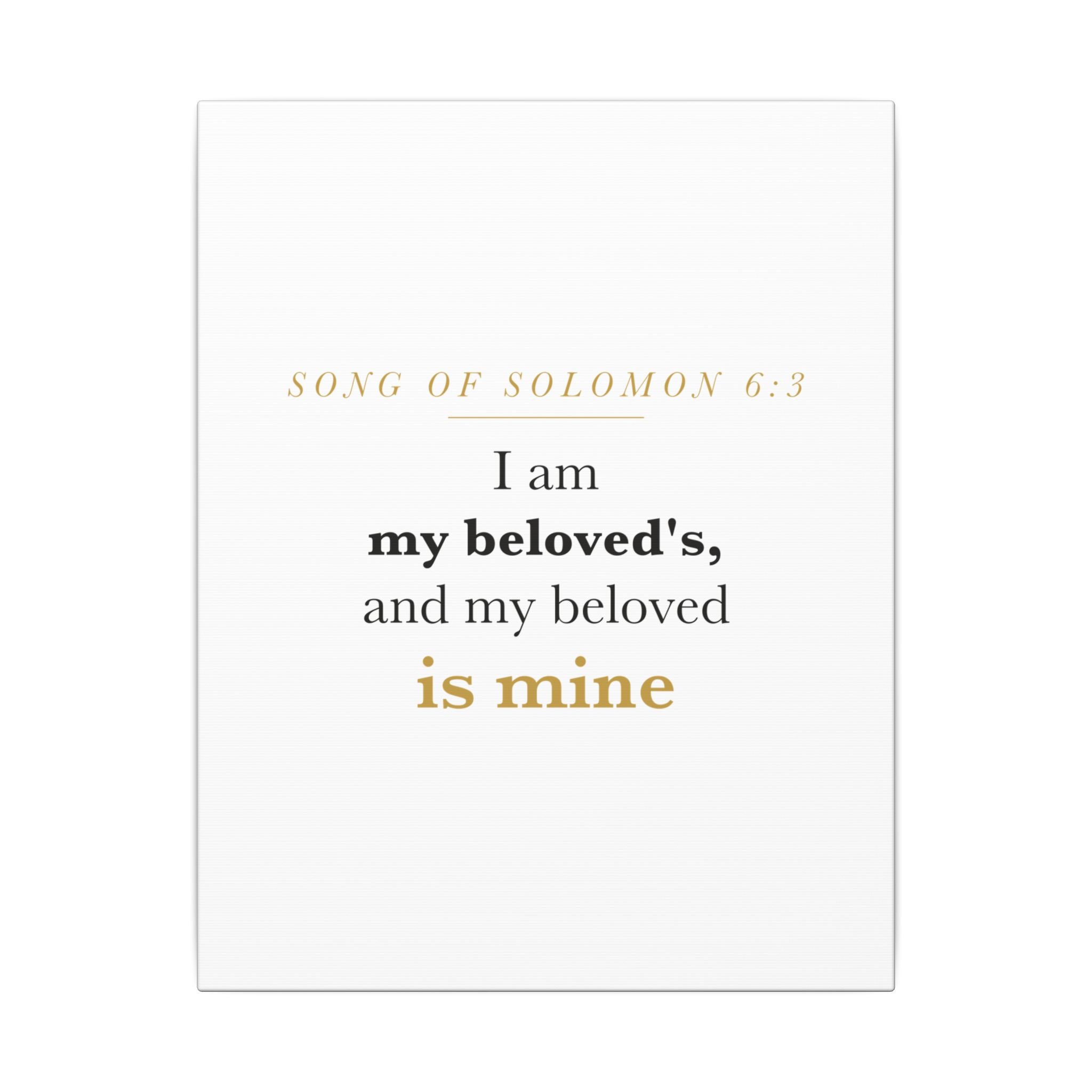 Christian Wedding Gift Scripture Wall Art — I Am My Beloved's, Song of Solomon 6:3 Anniversary Canvas