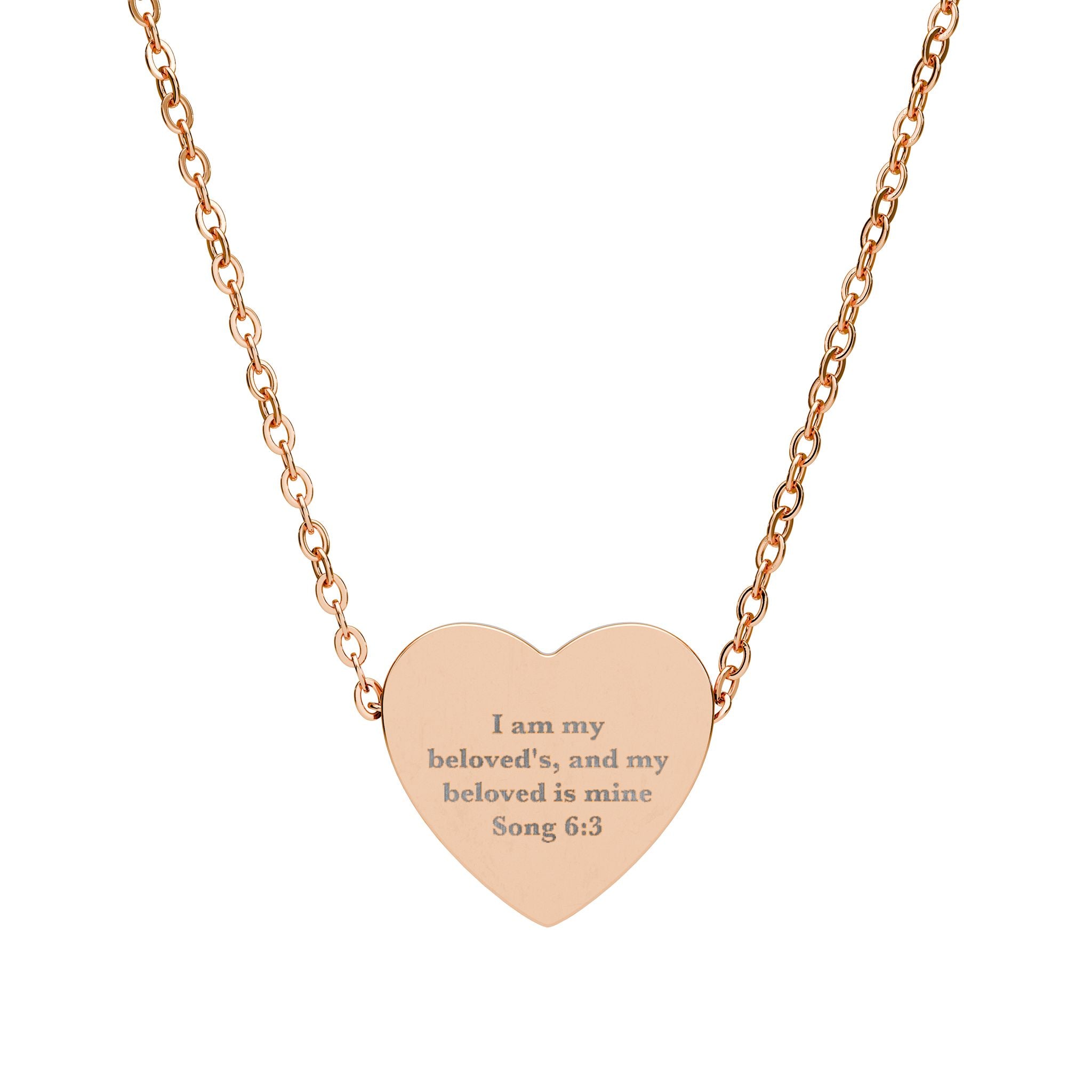 I Am My Beloved's Heart Necklace - Song of Solomon 6:3 Christian Wife Anniversary Gift, Engraved