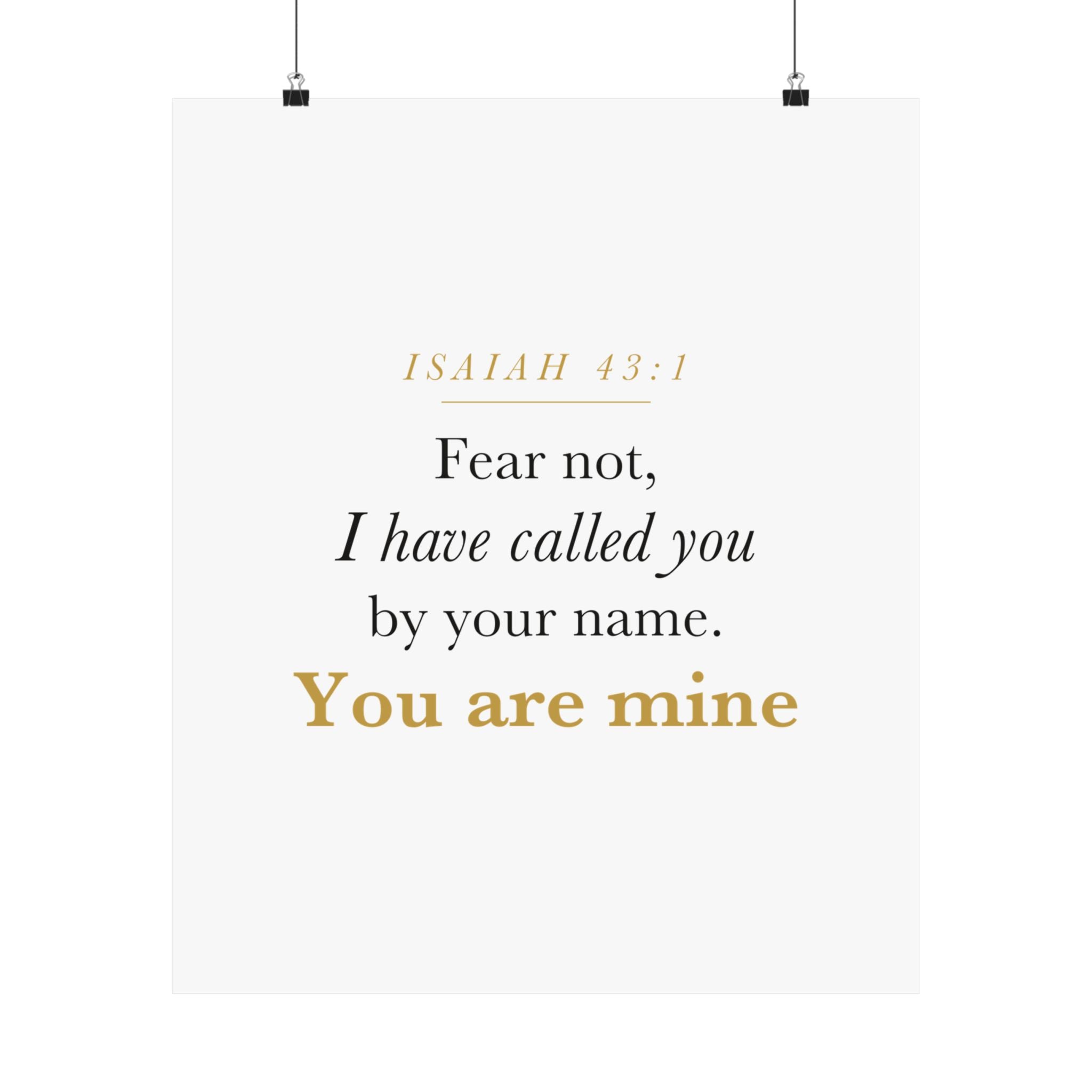 Isaiah 43:1 Nursery Wall Art — Fear Not, You Are Mine — Christian Baby Girl Scripture Print