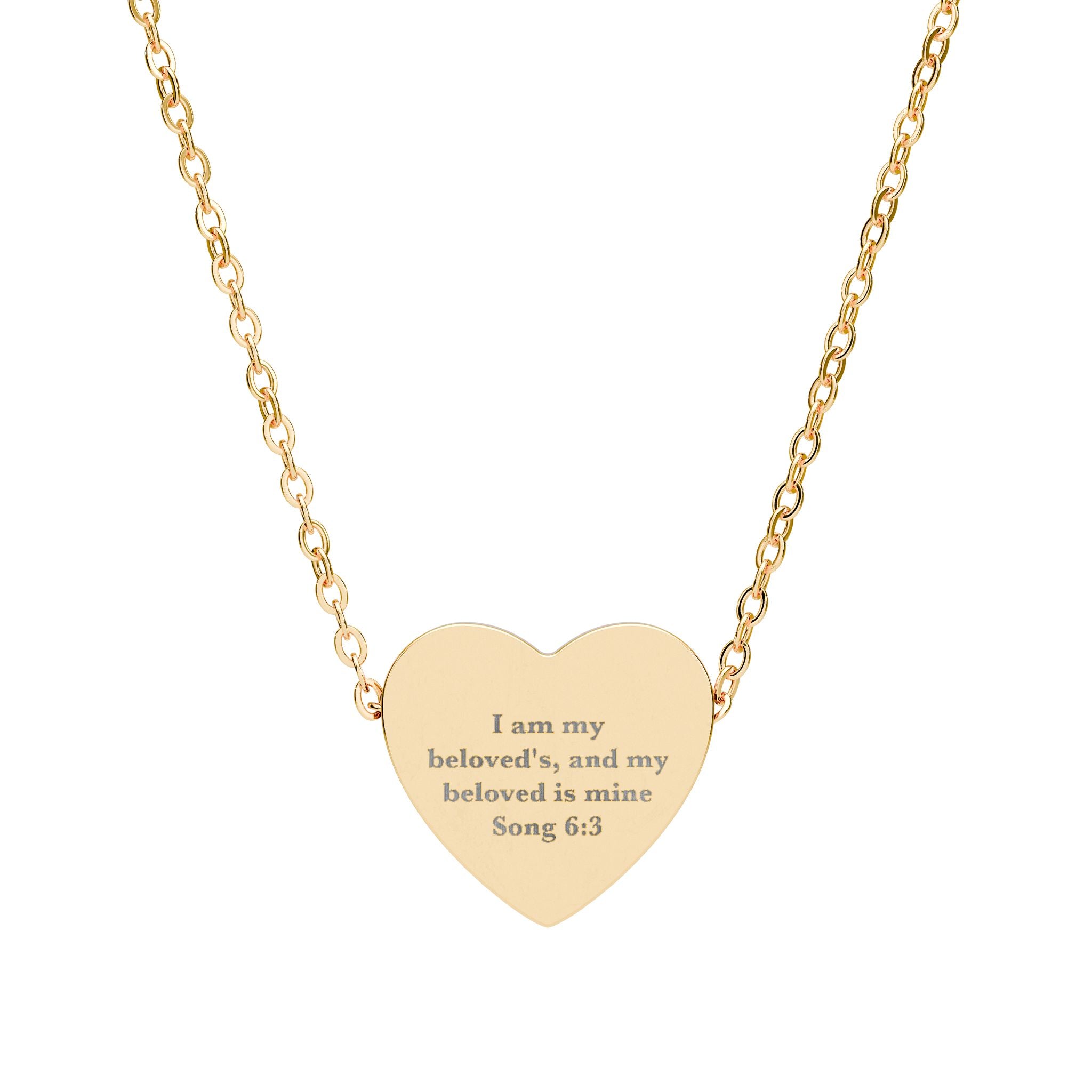 I Am My Beloved's Heart Necklace - Song of Solomon 6:3 Christian Wife Anniversary Gift, Engraved