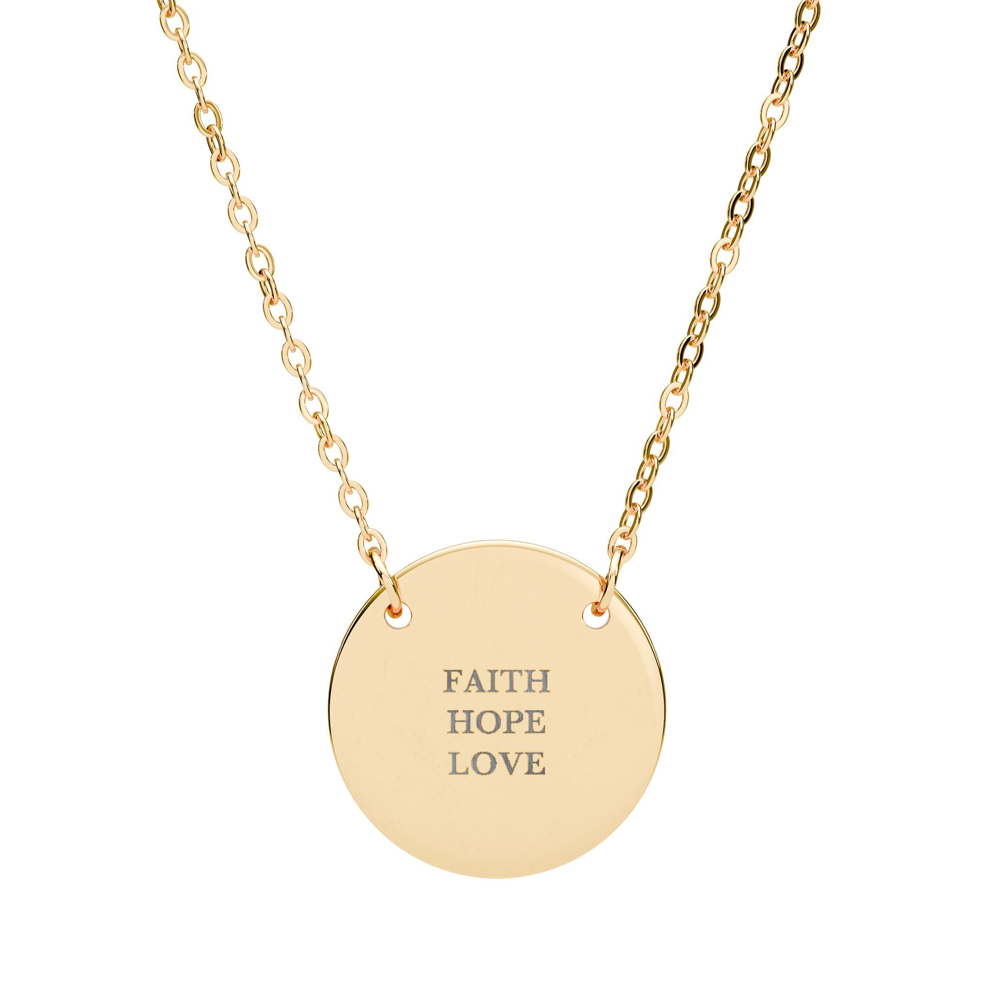 Faith Hope Love Circle Necklace - 1 Corinthians 13:13 Christian Faith Jewelry, Engraved
