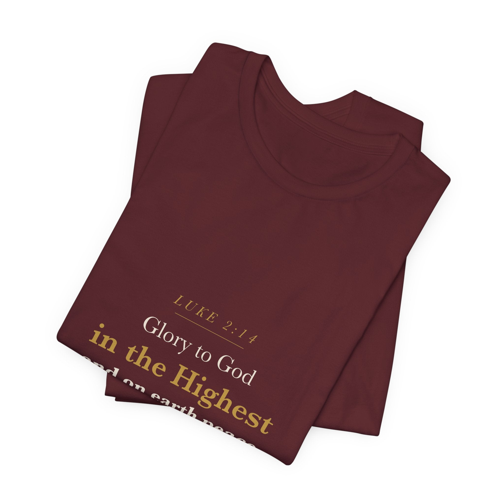 Glory to God in the Highest - Luke 2:14 Christmas Nativity Scripture Shirt - Elegant Serif Faith Christmas Tee (Dark)