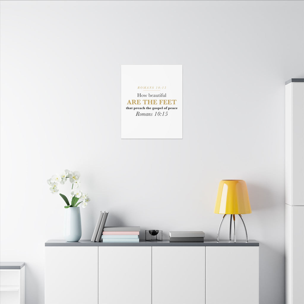 How Beautiful Are the Feet Romans 10:15 Missionary Sending Gift Canvas | Elegant Christian Wall Art for Missions Commissioning