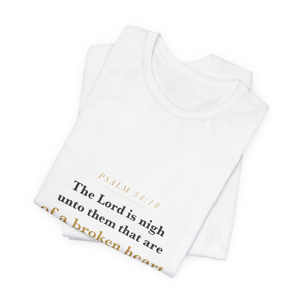 The Lord Is Nigh — Psalm 34:18 Scripture Tee · Light
