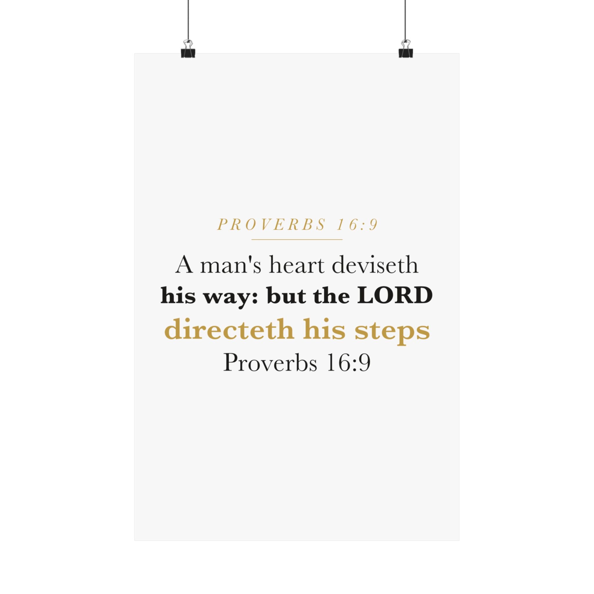 The LORD Directeth His Steps Proverbs 16:9 New Job Promotion Gift Poster | Minimalist Christian Print for New Career