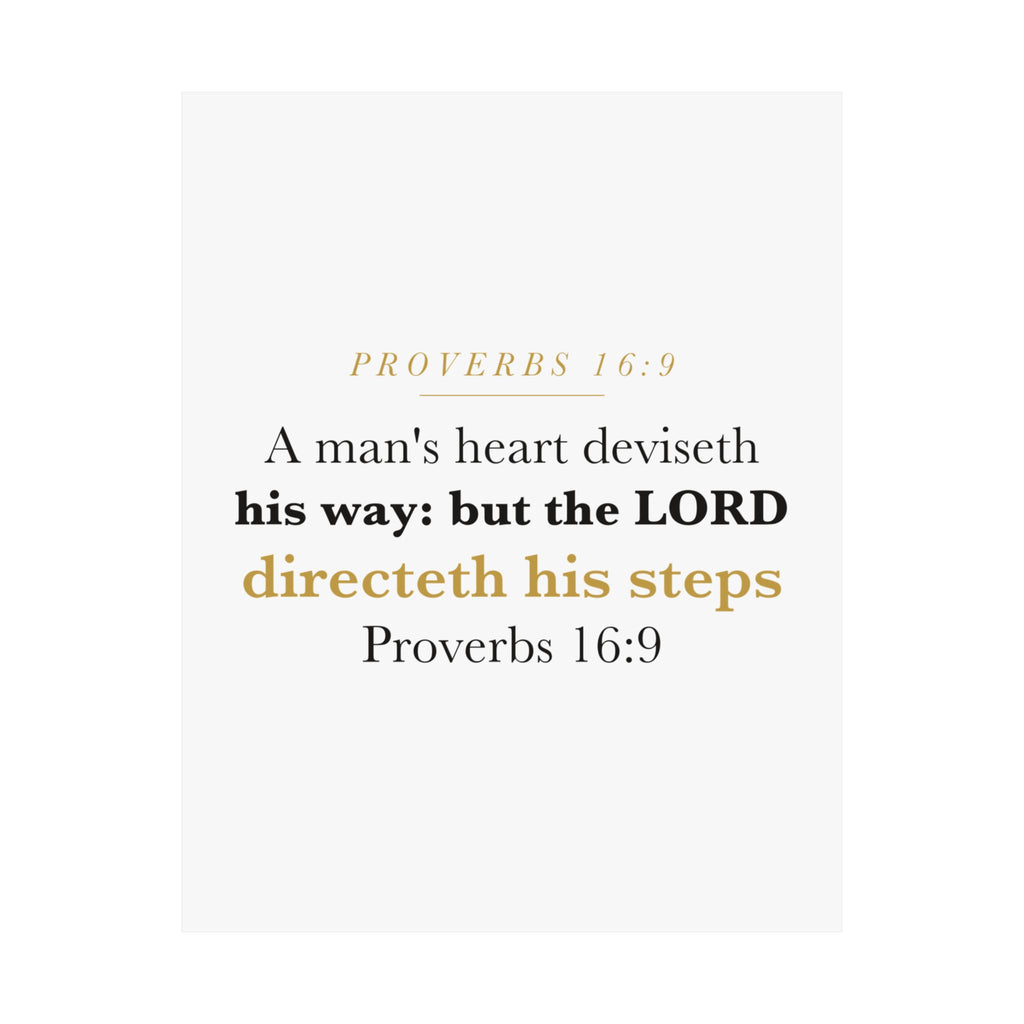 The LORD Directeth His Steps Proverbs 16:9 New Job Promotion Gift Poster | Minimalist Christian Print for New Career