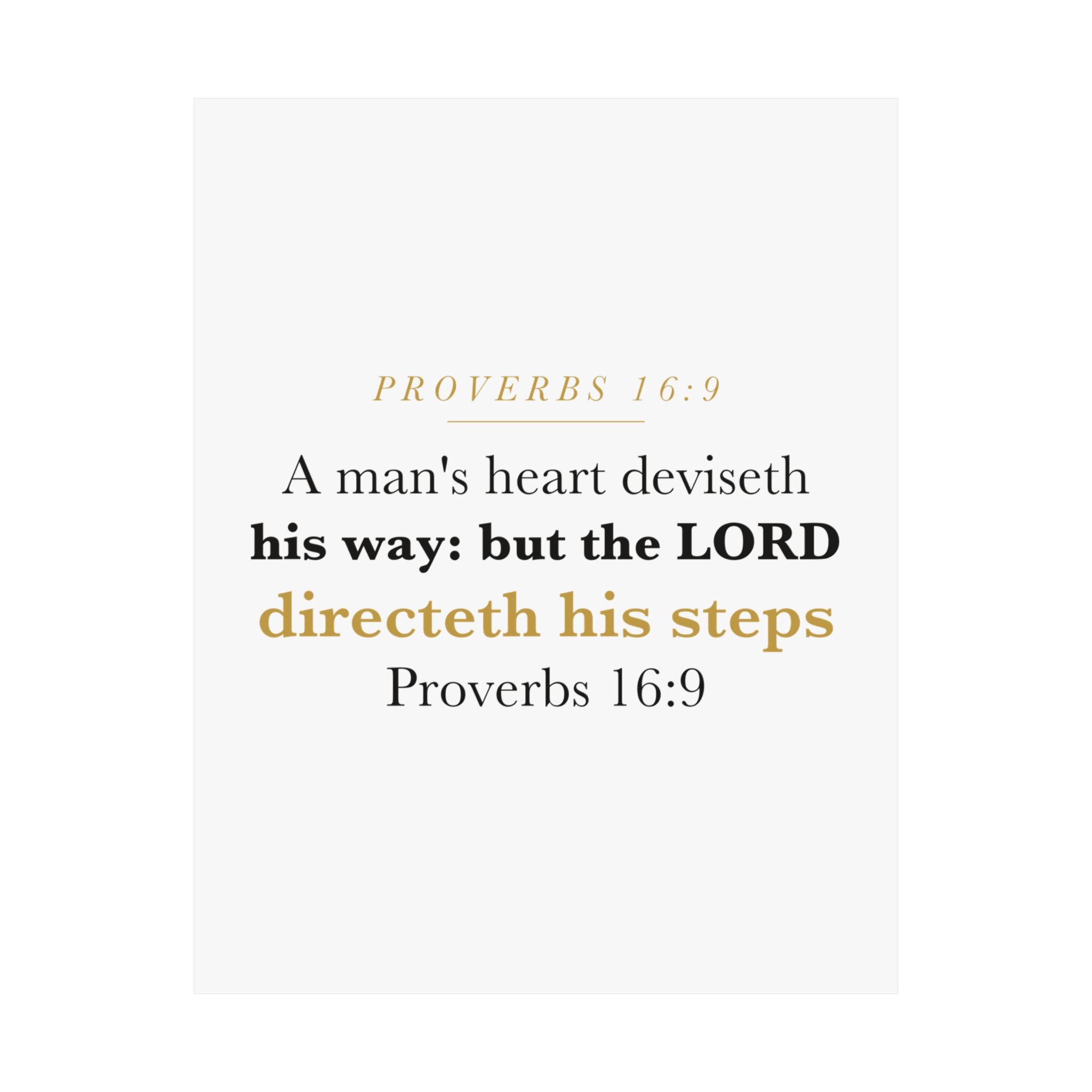 The LORD Directeth His Steps Proverbs 16:9 New Job Promotion Gift Poster | Minimalist Christian Print for New Career