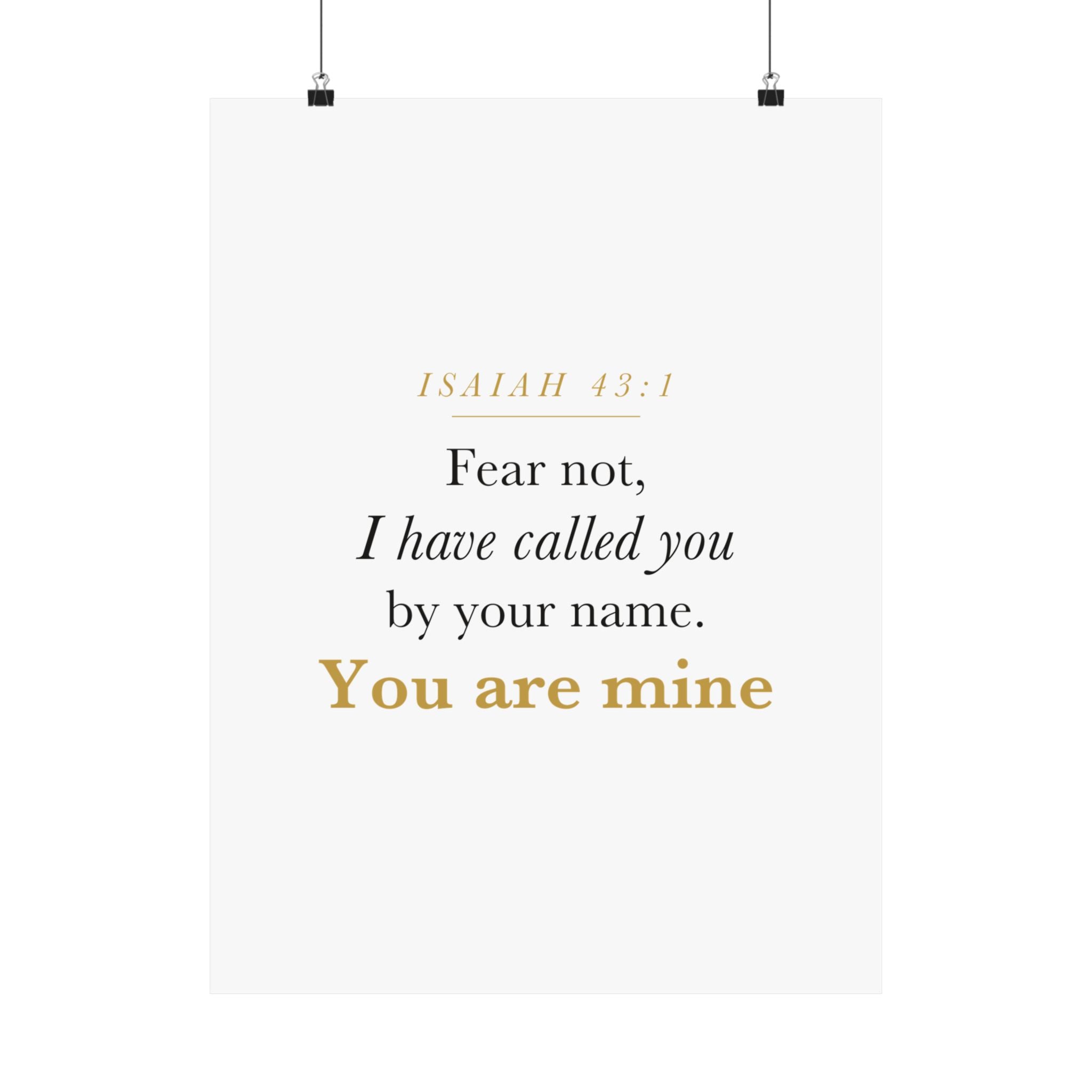 Isaiah 43:1 Nursery Wall Art — Fear Not, You Are Mine — Christian Baby Girl Scripture Print