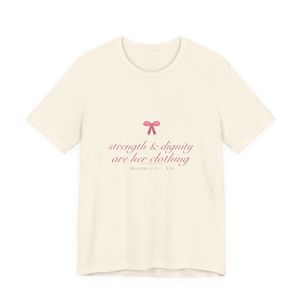 Strength & Dignity Shirt, Proverbs 31 Coquette Christian Tee, Soft Girl Faith Aesthetic Bible Verse