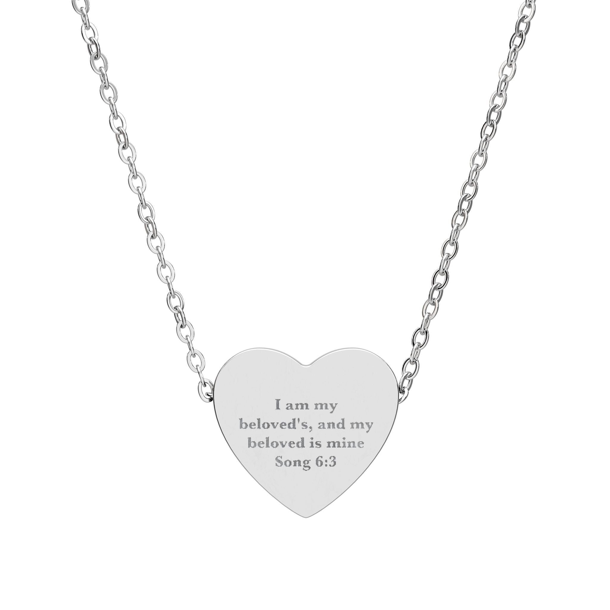 I Am My Beloved's Heart Necklace - Song of Solomon 6:3 Christian Wife Anniversary Gift, Engraved