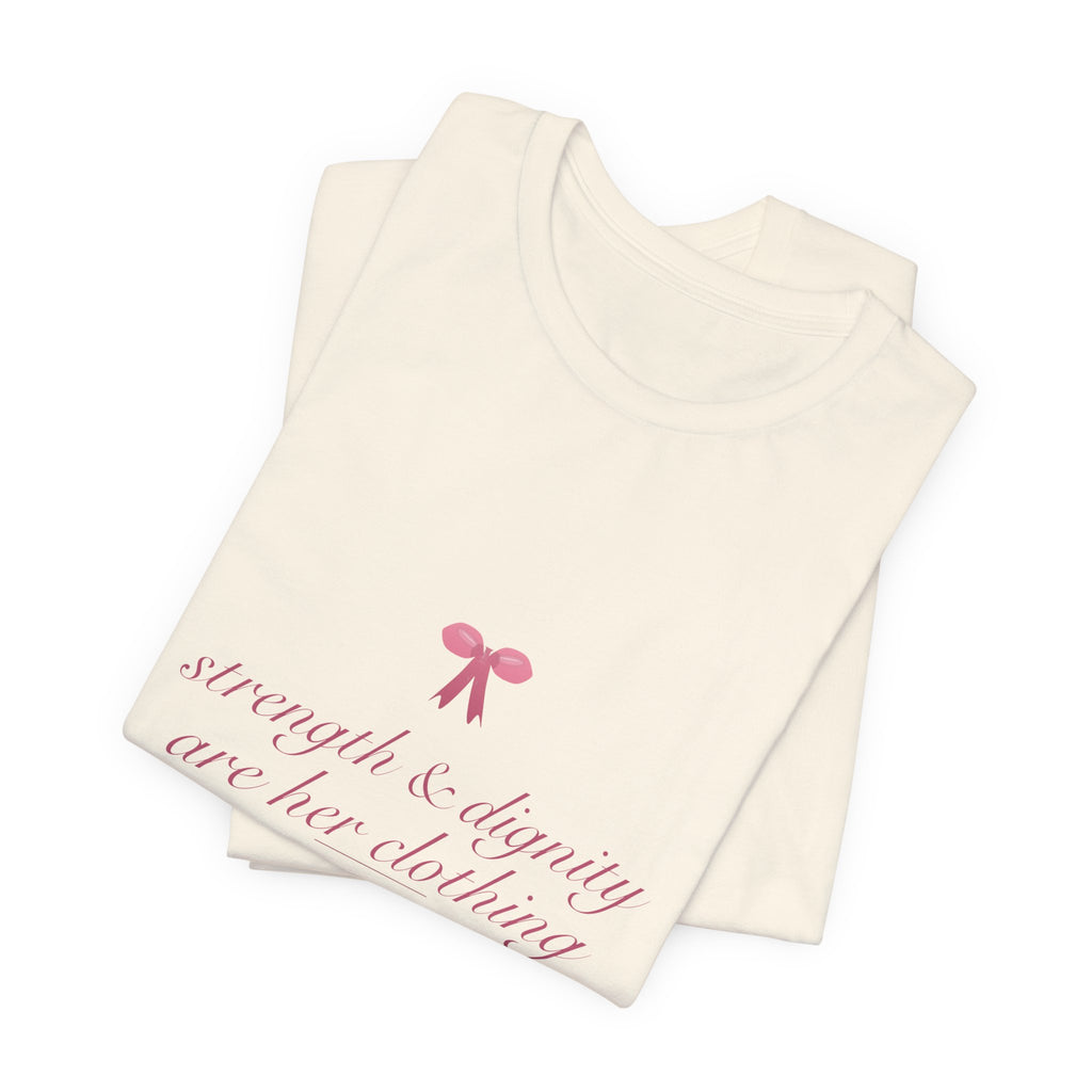 Strength & Dignity Shirt, Proverbs 31 Coquette Christian Tee, Soft Girl Faith Aesthetic Bible Verse