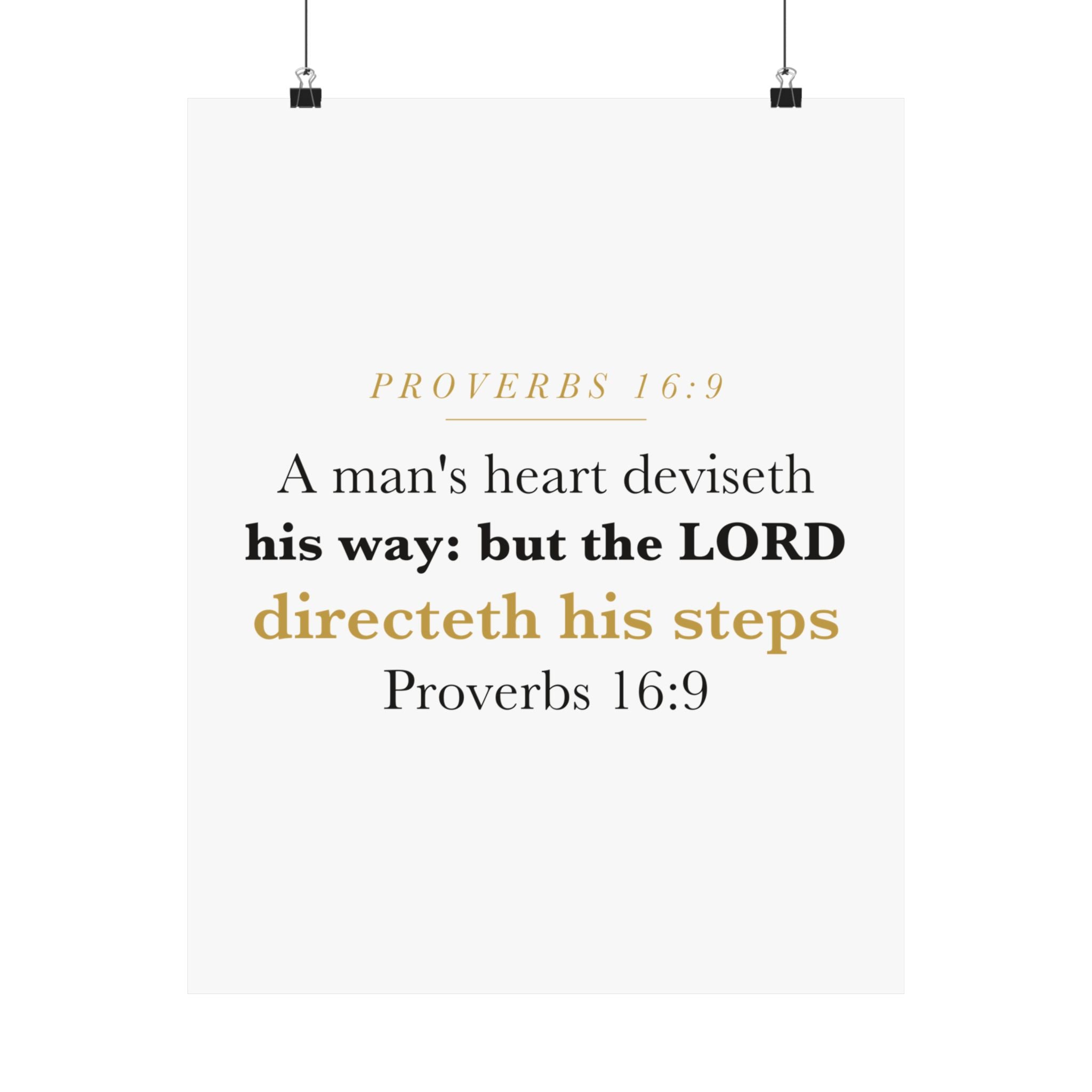 The LORD Directeth His Steps Proverbs 16:9 New Job Promotion Gift Poster | Minimalist Christian Print for New Career