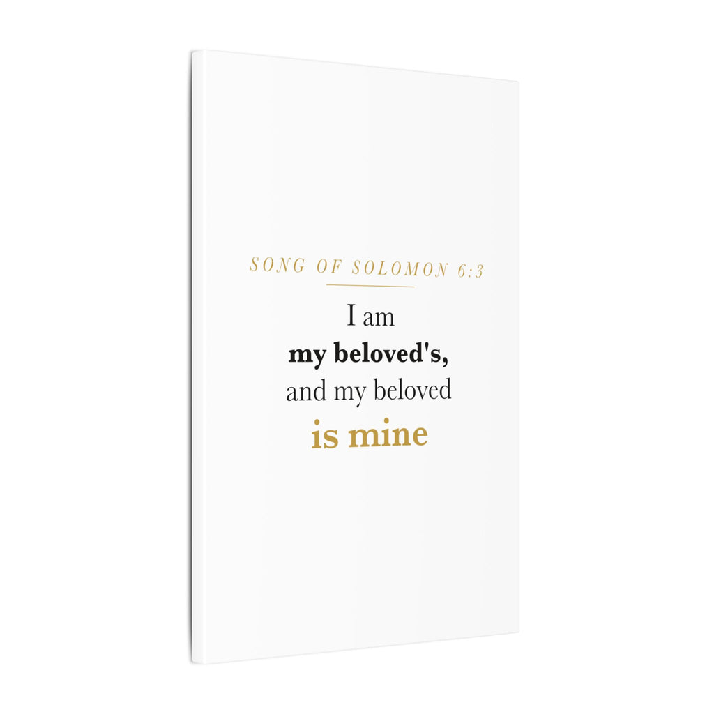 Christian Wedding Gift Scripture Wall Art — I Am My Beloved's, Song of Solomon 6:3 Anniversary Canvas