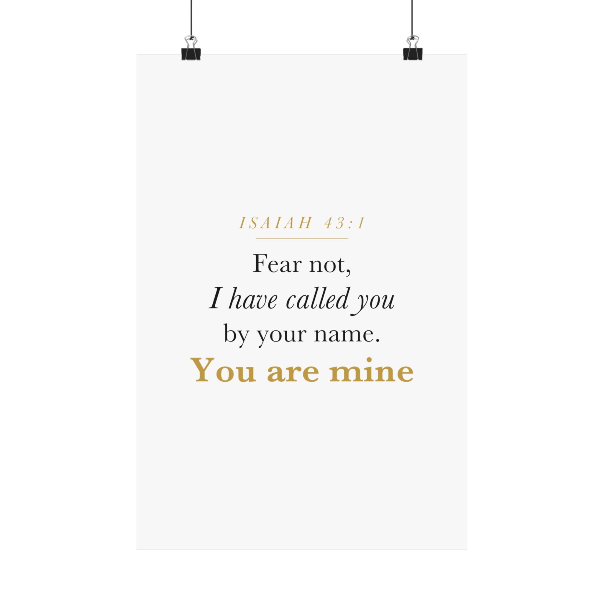 Isaiah 43:1 Nursery Wall Art — Fear Not, You Are Mine — Christian Baby Girl Scripture Print