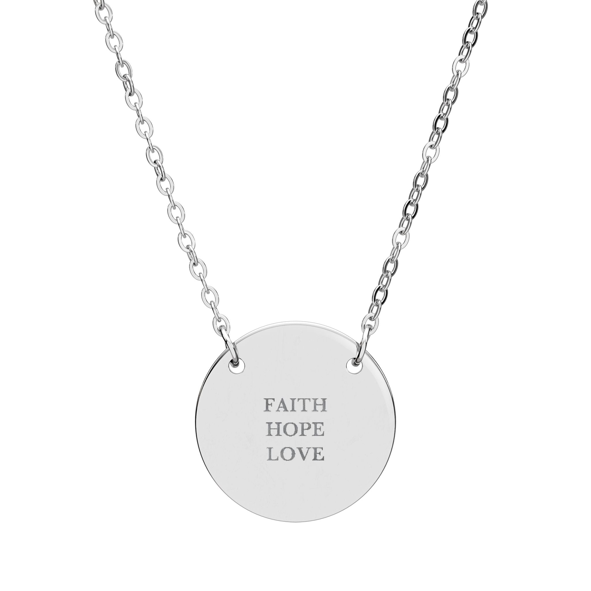 Faith Hope Love Circle Necklace - 1 Corinthians 13:13 Christian Faith Jewelry, Engraved