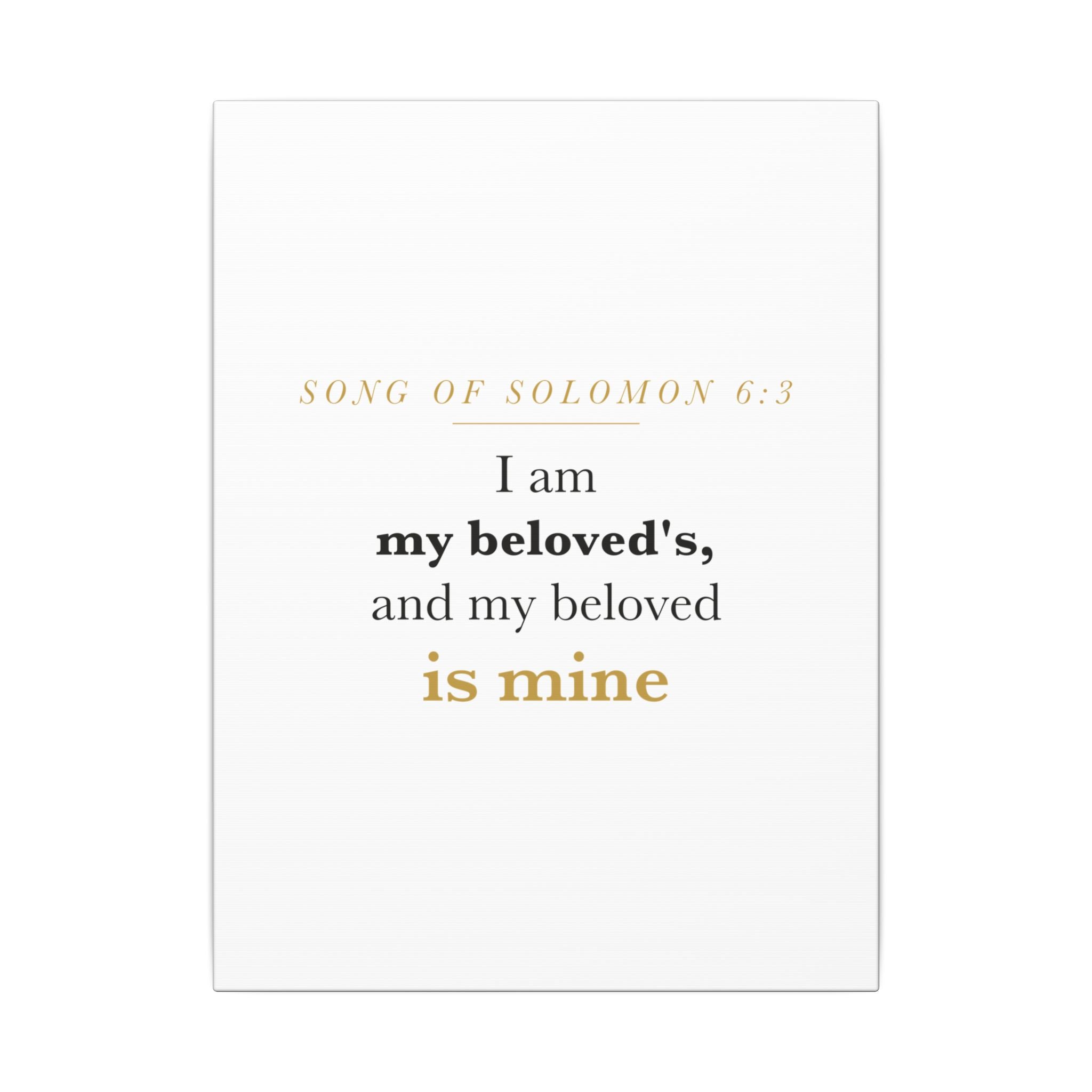 Christian Wedding Gift Scripture Wall Art — I Am My Beloved's, Song of Solomon 6:3 Anniversary Canvas
